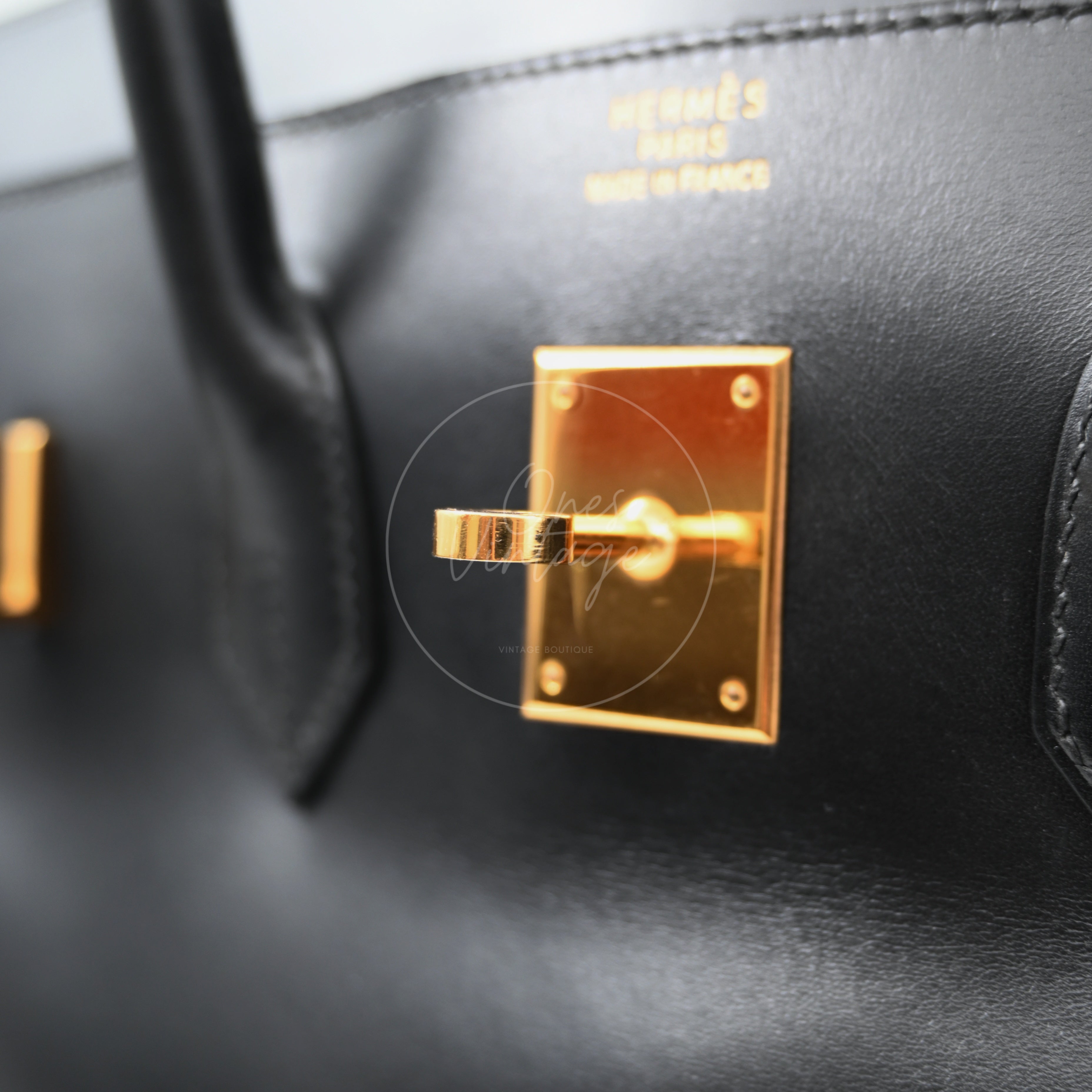 [Pre-owned] Hermes Birkin 35 BK35 Box Noir Stamp Square A Handbag