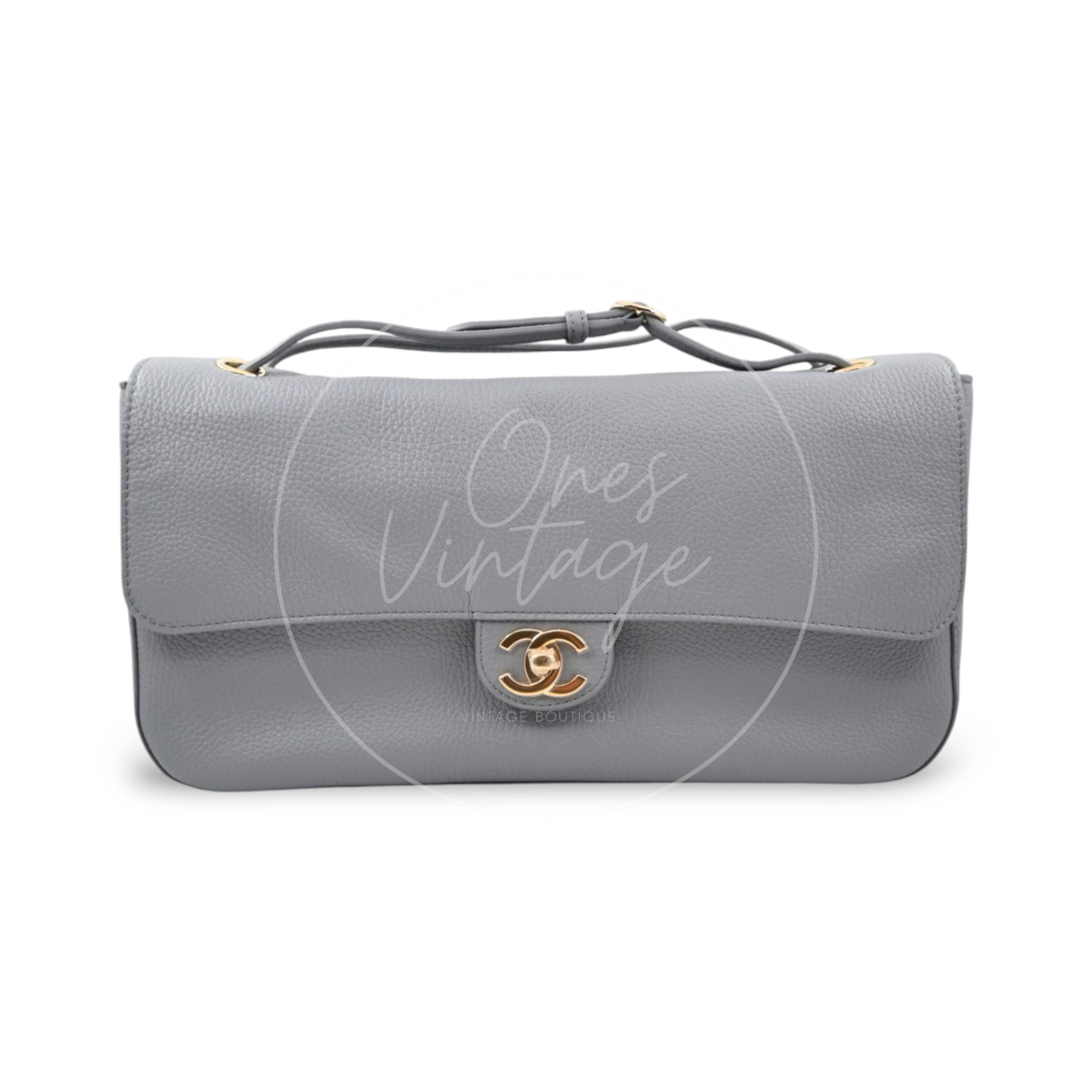 Chanel Grey Grained Calfskin Souplissimo Maxi Flap 32cm GHW Series TF