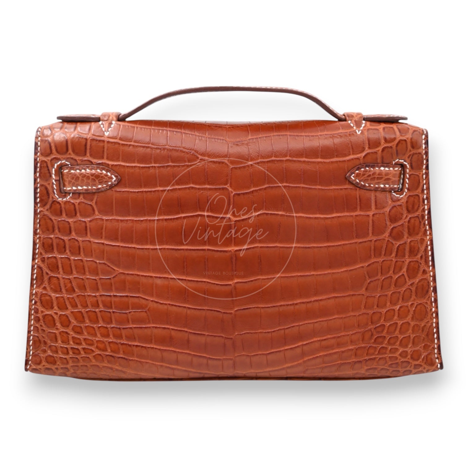 [Pre-owned] Hermes Mini Kelly Pochette Crocody Niloticus Gold Matte PHW Stamp Square J