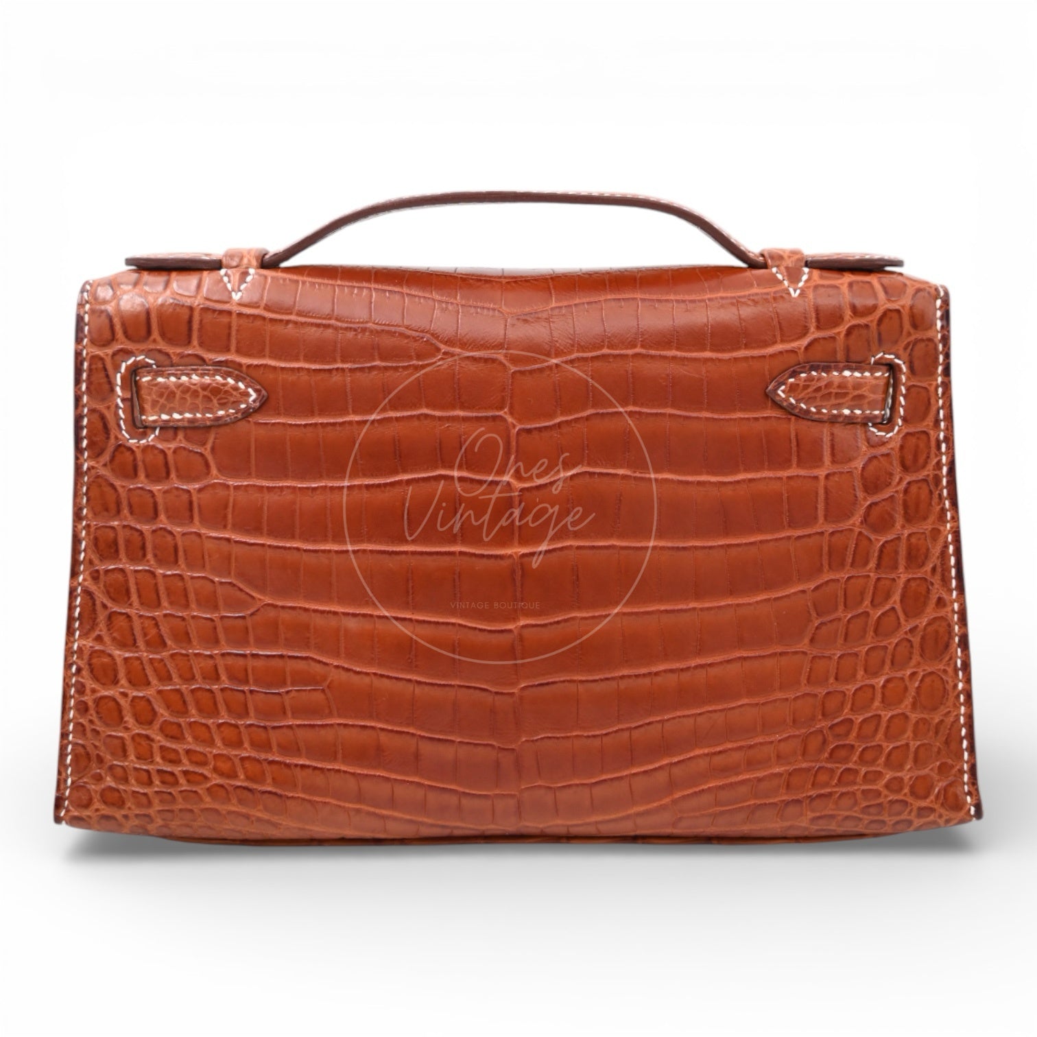 [Pre-owned] Hermes Mini Kelly Pochette Crocody Niloticus Gold Matte PHW Stamp Square J