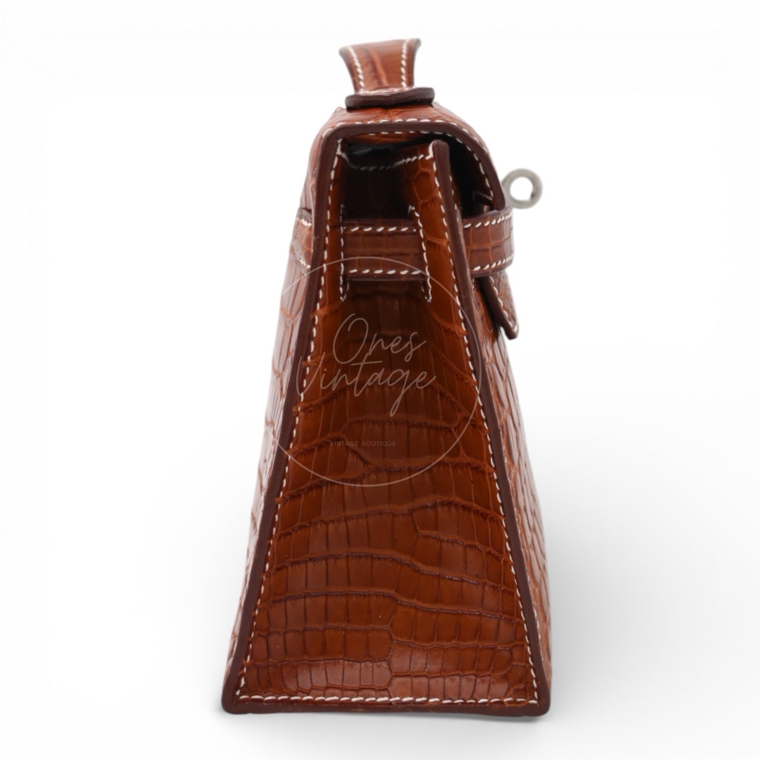 [Pre-owned] Hermes Mini Kelly Pochette Crocody Niloticus Gold Matte PHW Stamp Square J