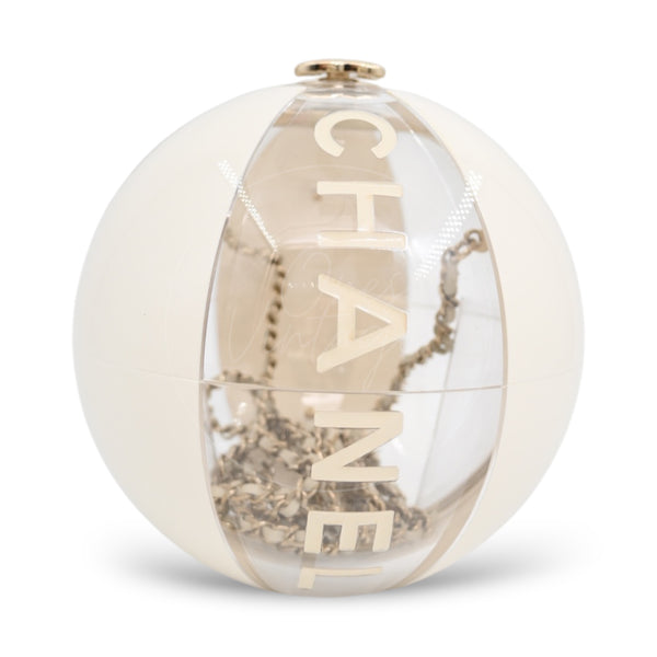 Chanel Coco Beach Ball Minaudière GHW White and Transparent 2019