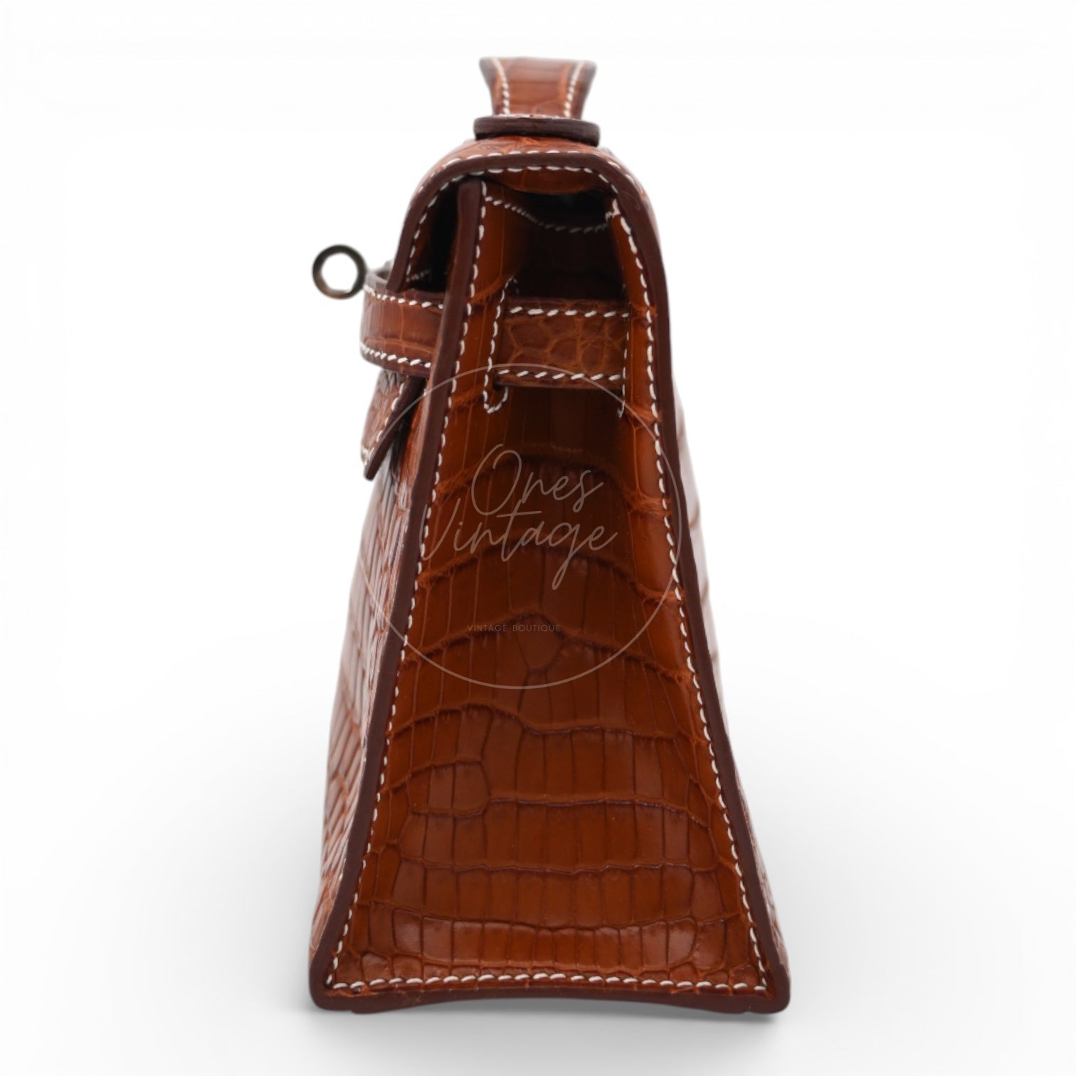 [Pre-owned] Hermes Mini Kelly Pochette Crocody Niloticus Gold Matte PHW Stamp Square J