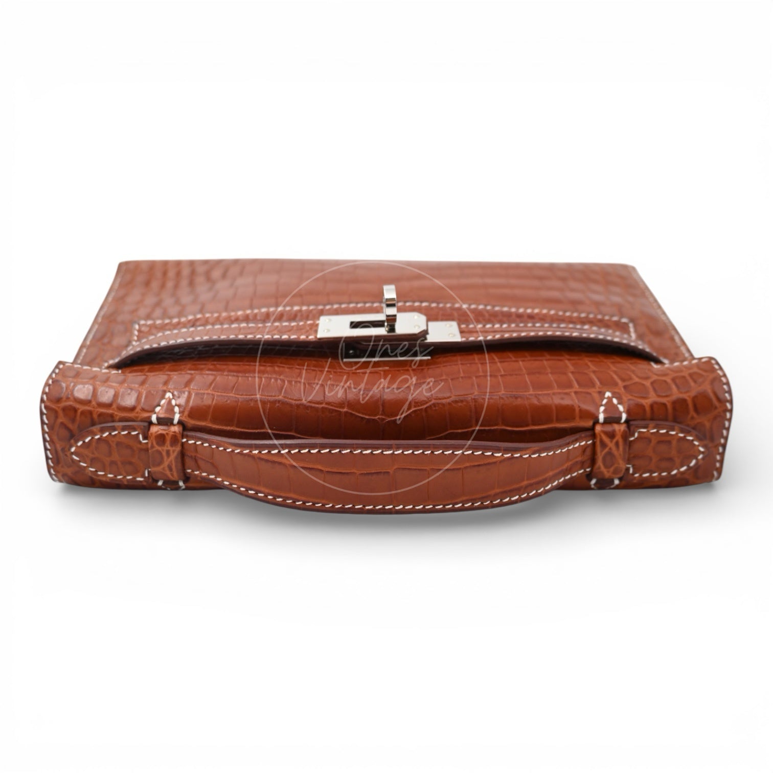 [Pre-owned] Hermes Mini Kelly Pochette Crocody Niloticus Gold Matte PHW Stamp Square J