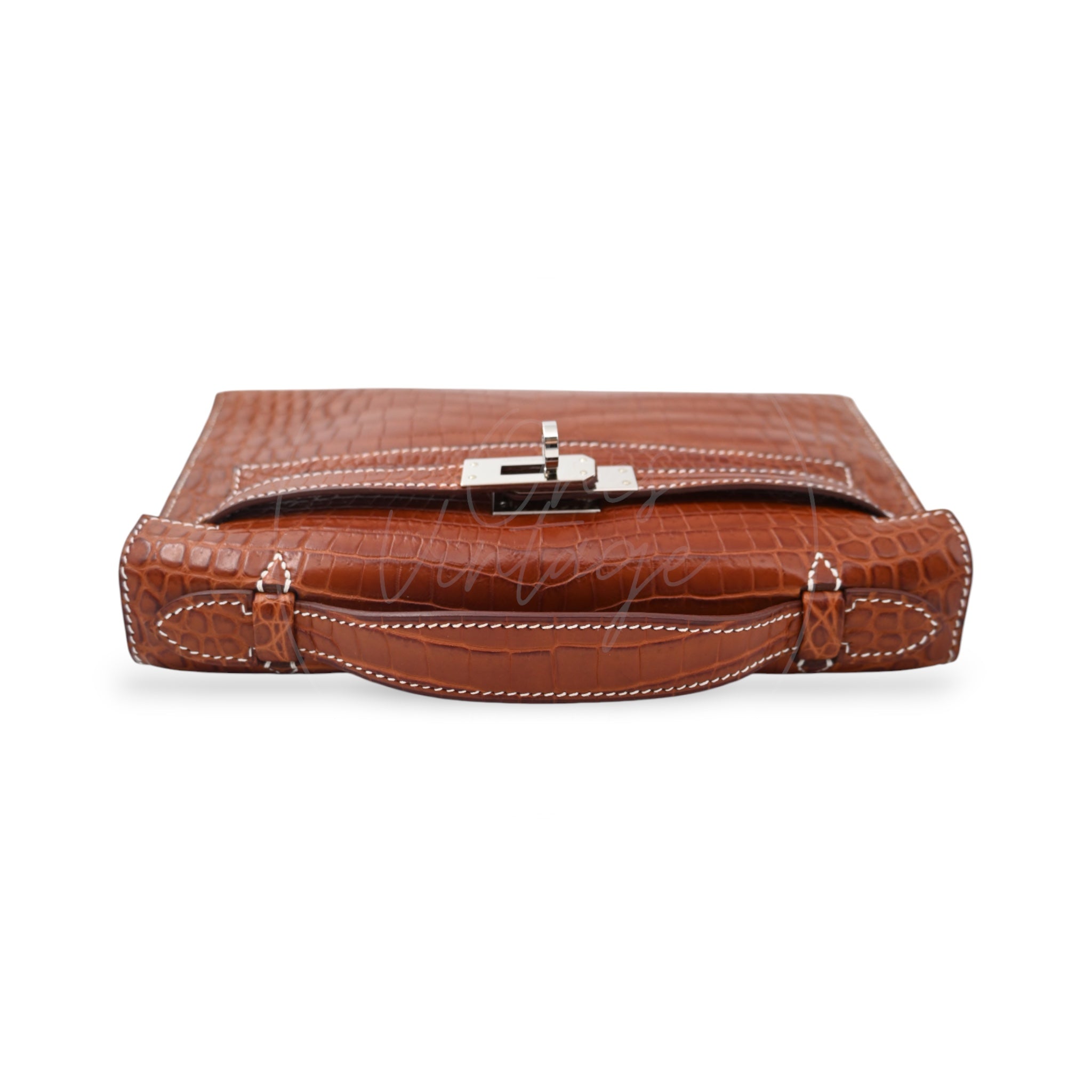 [Pre-owned] Hermes Mini Kelly Pochette Crocody Niloticus Gold Matte PHW Stamp Square J
