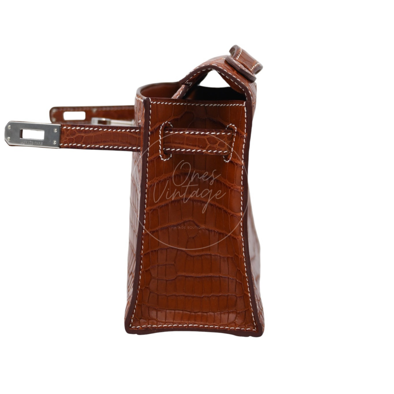 [Pre-owned] Hermes Mini Kelly Pochette Crocody Niloticus Gold Matte PHW Stamp Square J