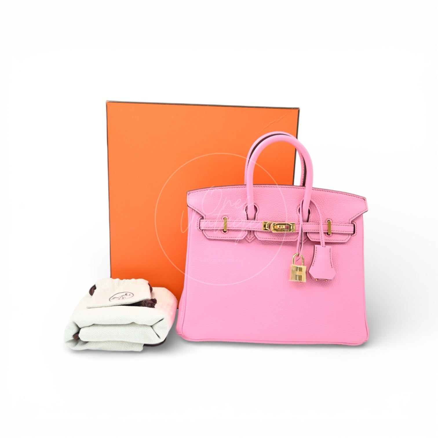 [Pre-owned] Hermes Birkin 25 5P Bubblegum Togo Stamp Q GHW Handbag