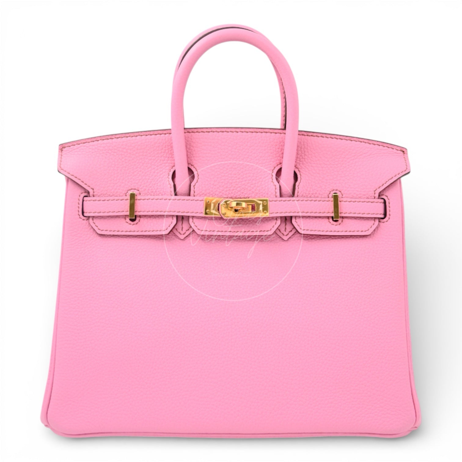 [Pre-owned] Hermes Birkin 25 5P Bubblegum Togo Stamp Q GHW Handbag