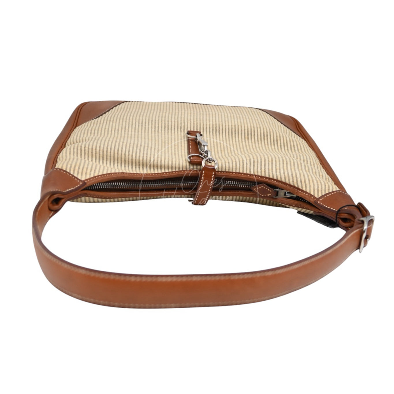 Hermes Toile and Leather Trim 31 Bag PHW Brown Square C