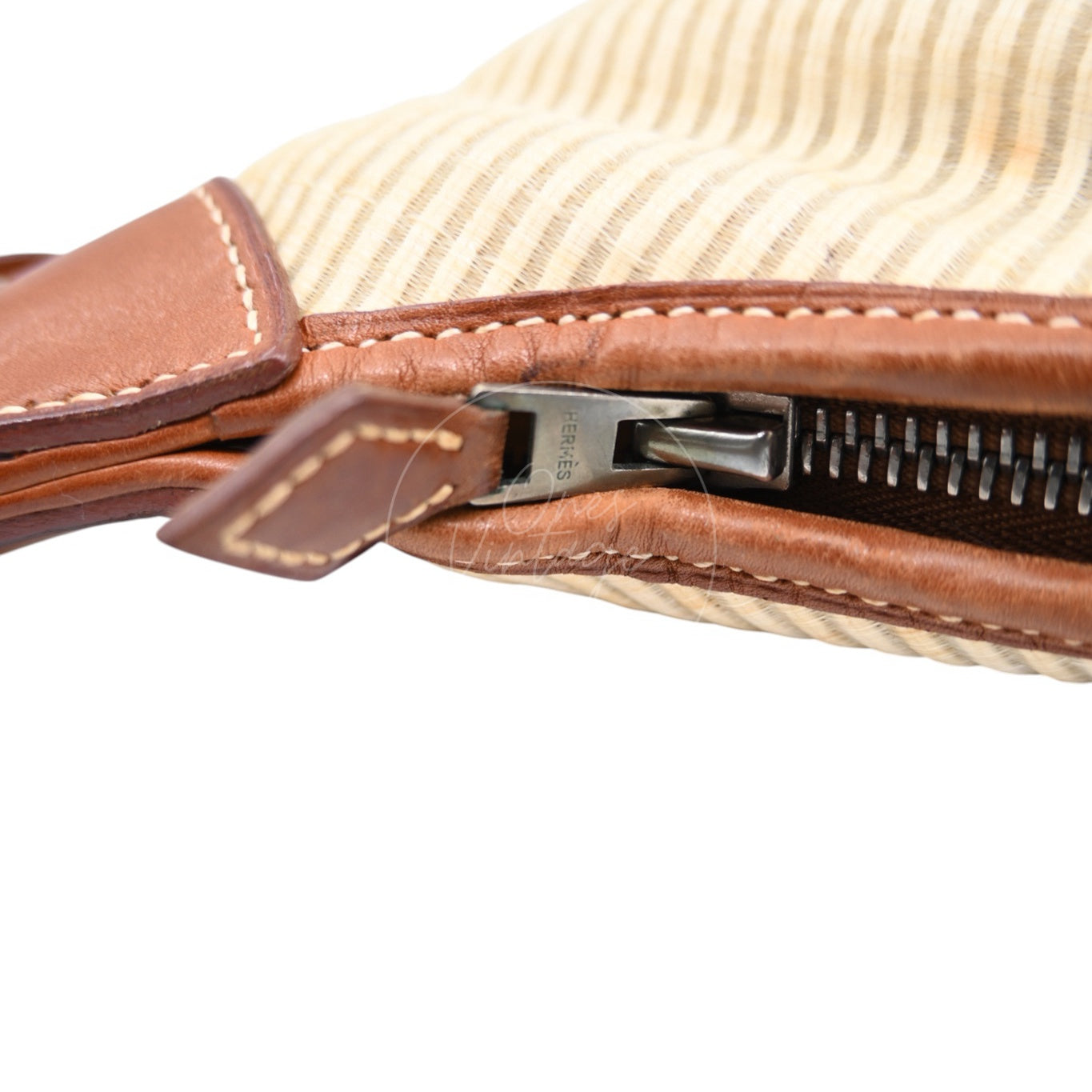 Hermes Toile and Leather Trim 31 Bag PHW Brown Square C