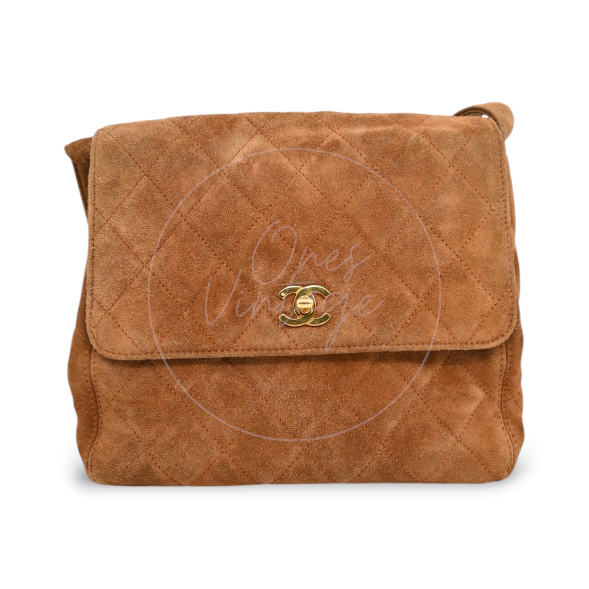 [Pre-owned] Chanel Quilted Suede Turnlock Shoulder Bag