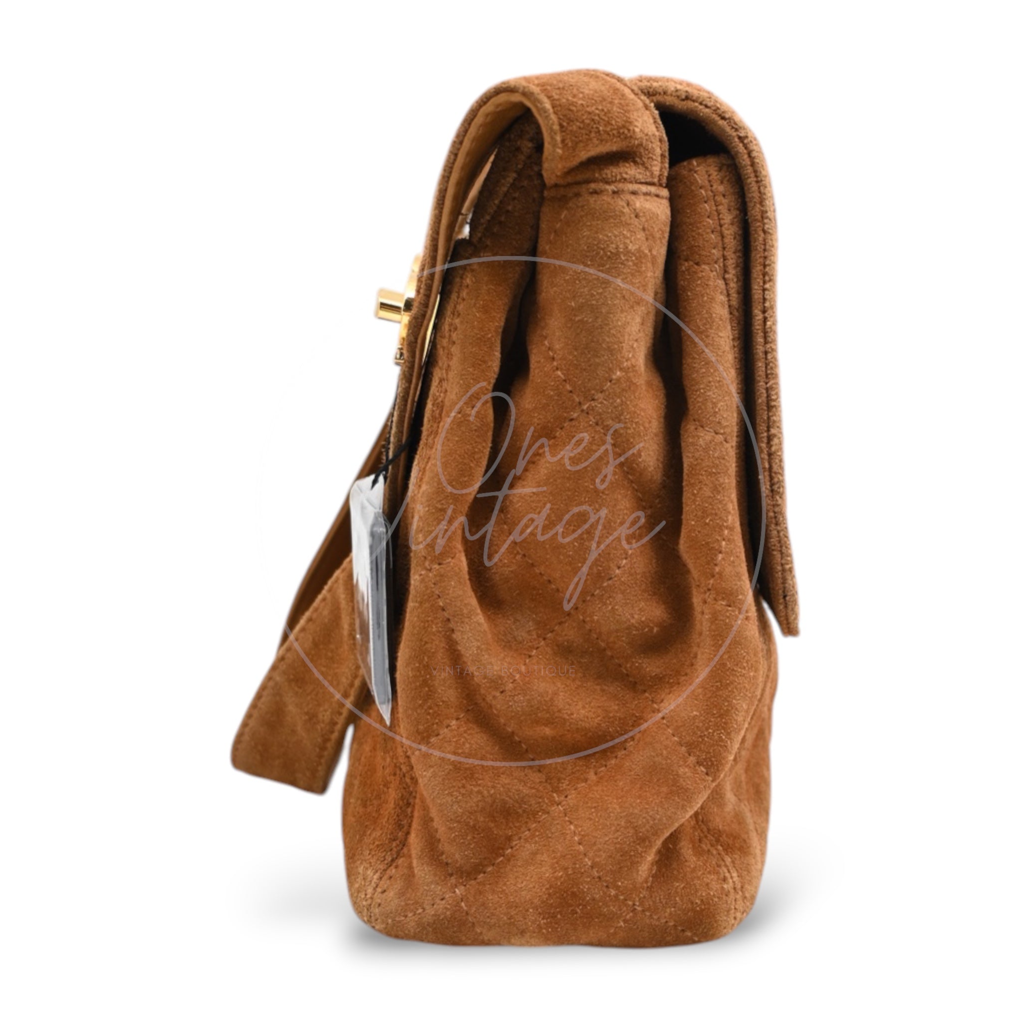[Pre-owned] Chanel Quilted Suede Turnlock Shoulder Bag