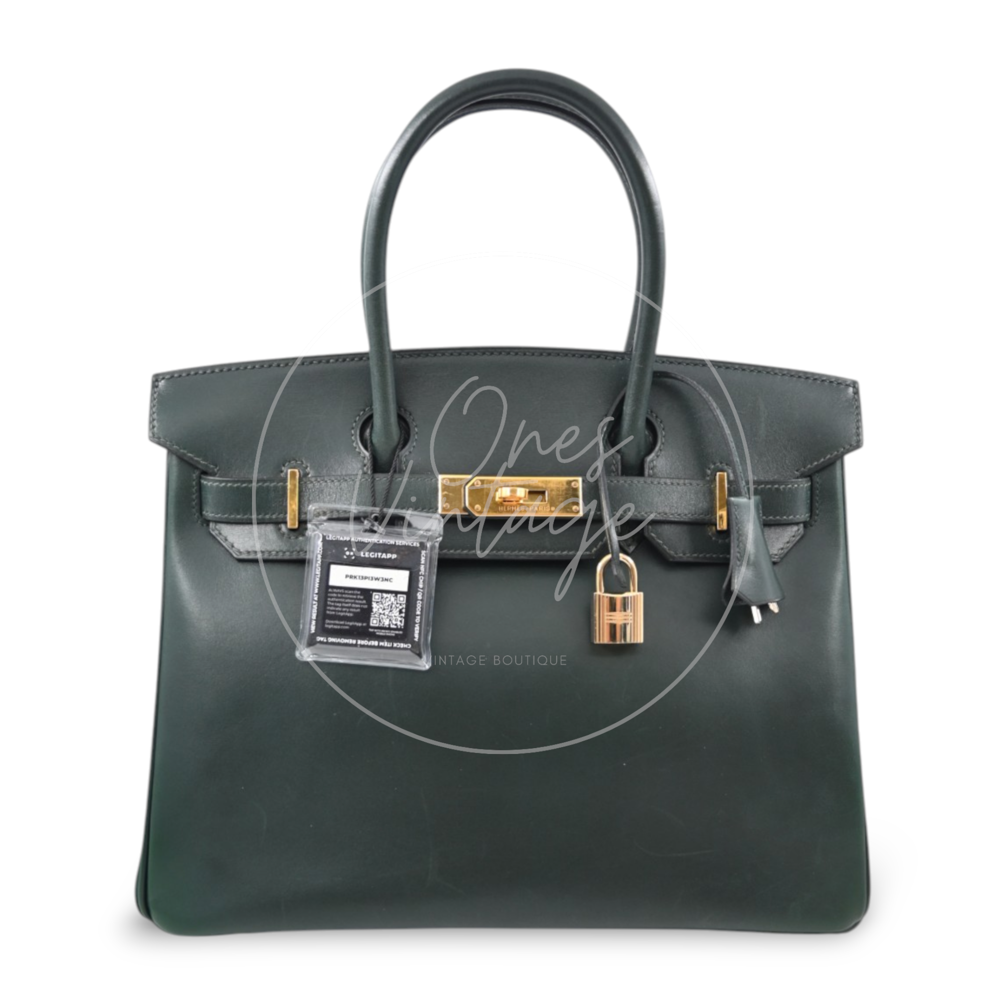 Hermes Birkin 30 Emerald Green Box Leather GHW Square I