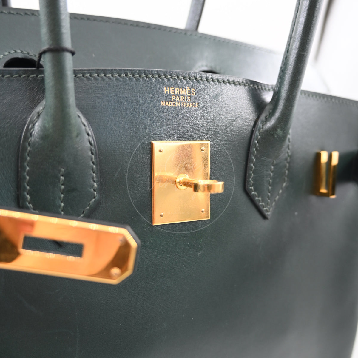 Hermes Birkin 30 Emerald Green Box Leather GHW Square I