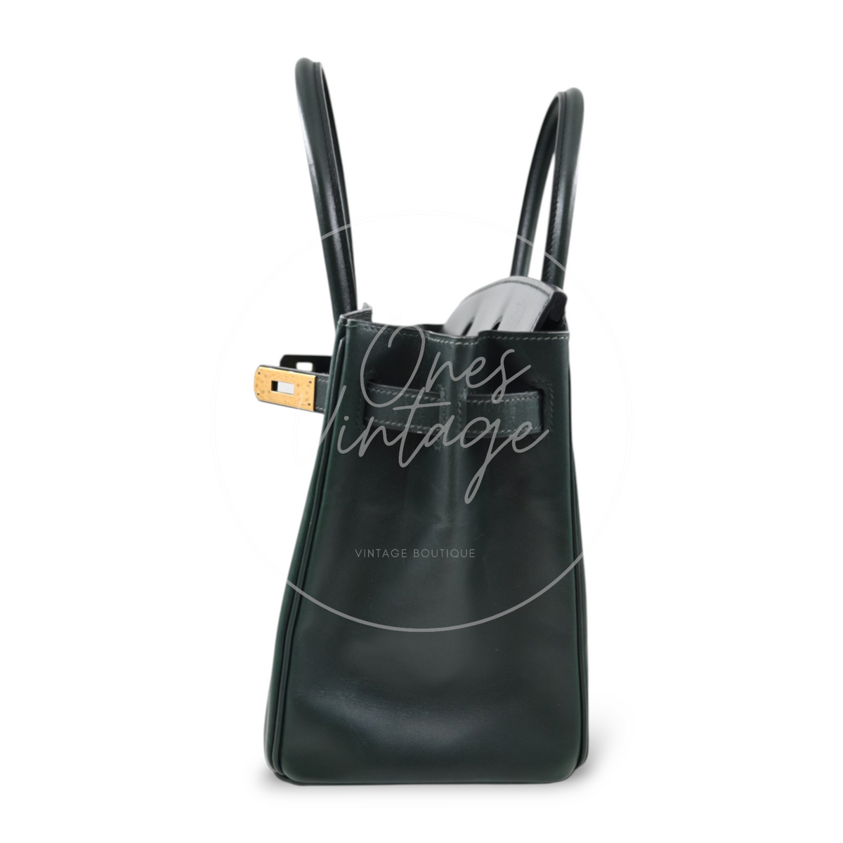Hermes Birkin 30 Emerald Green Box Leather GHW Square I