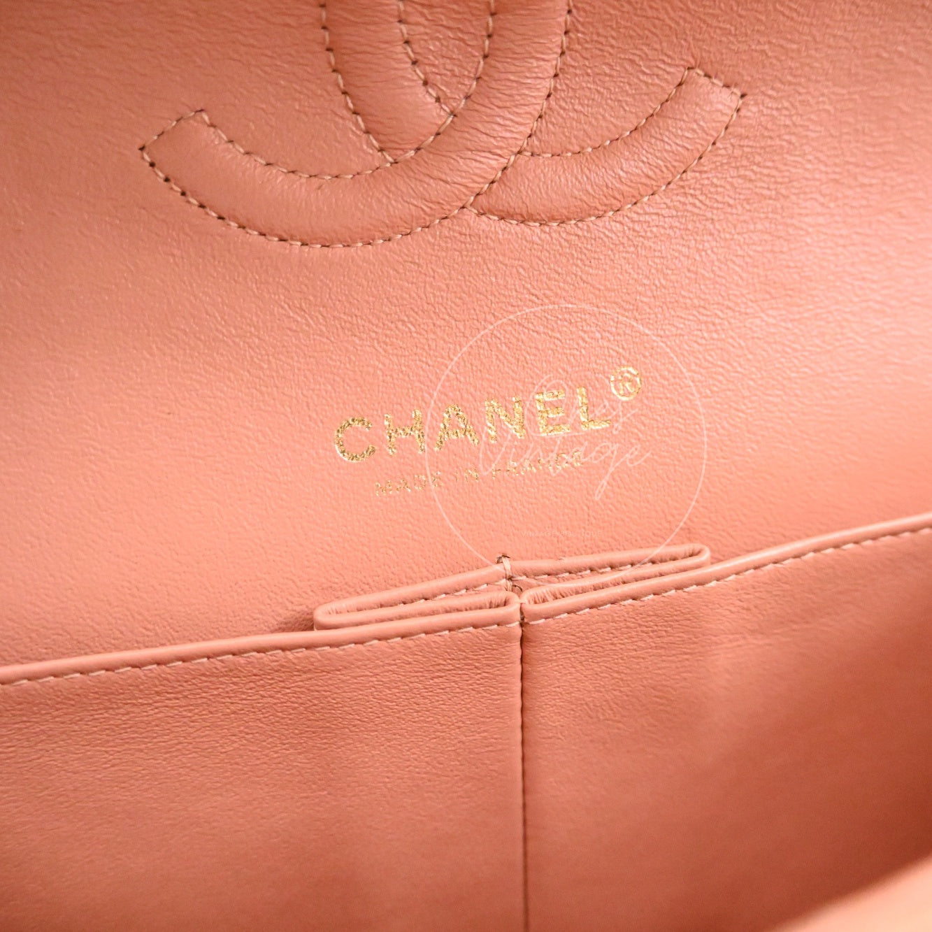 [Pre-owned] Chanel CF25 Medium Classic Flap Bag Beige Caviar