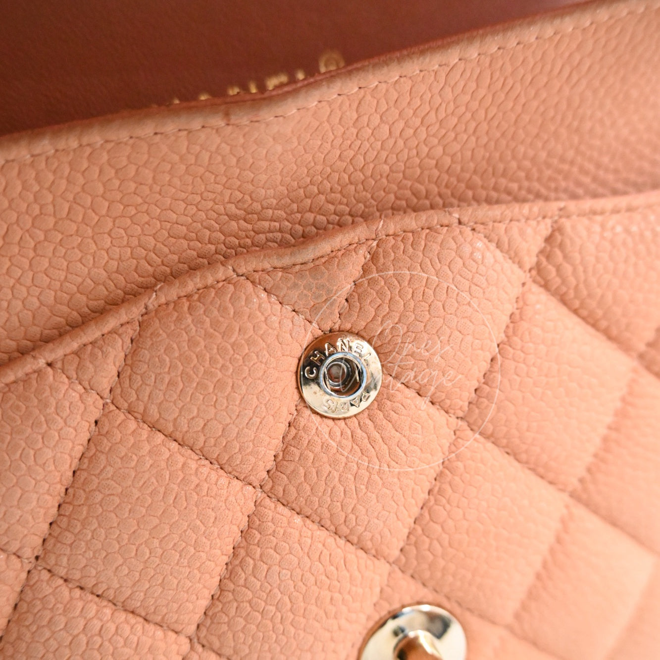 [Pre-owned] Chanel CF25 Medium Classic Flap Bag Beige Caviar