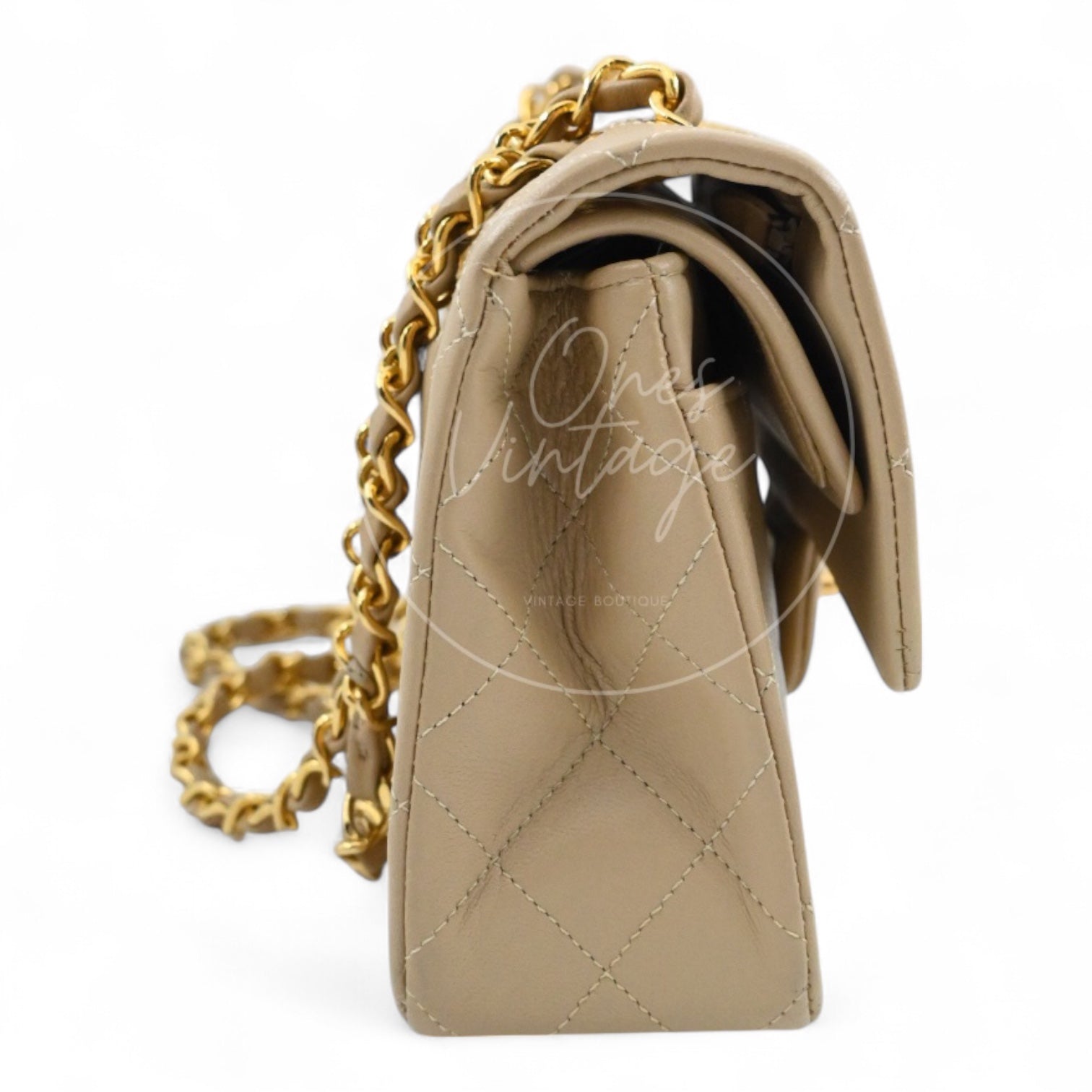 [Pre-owned] Chanel CF23 Small Classic Flap Bag Beige Lambskin