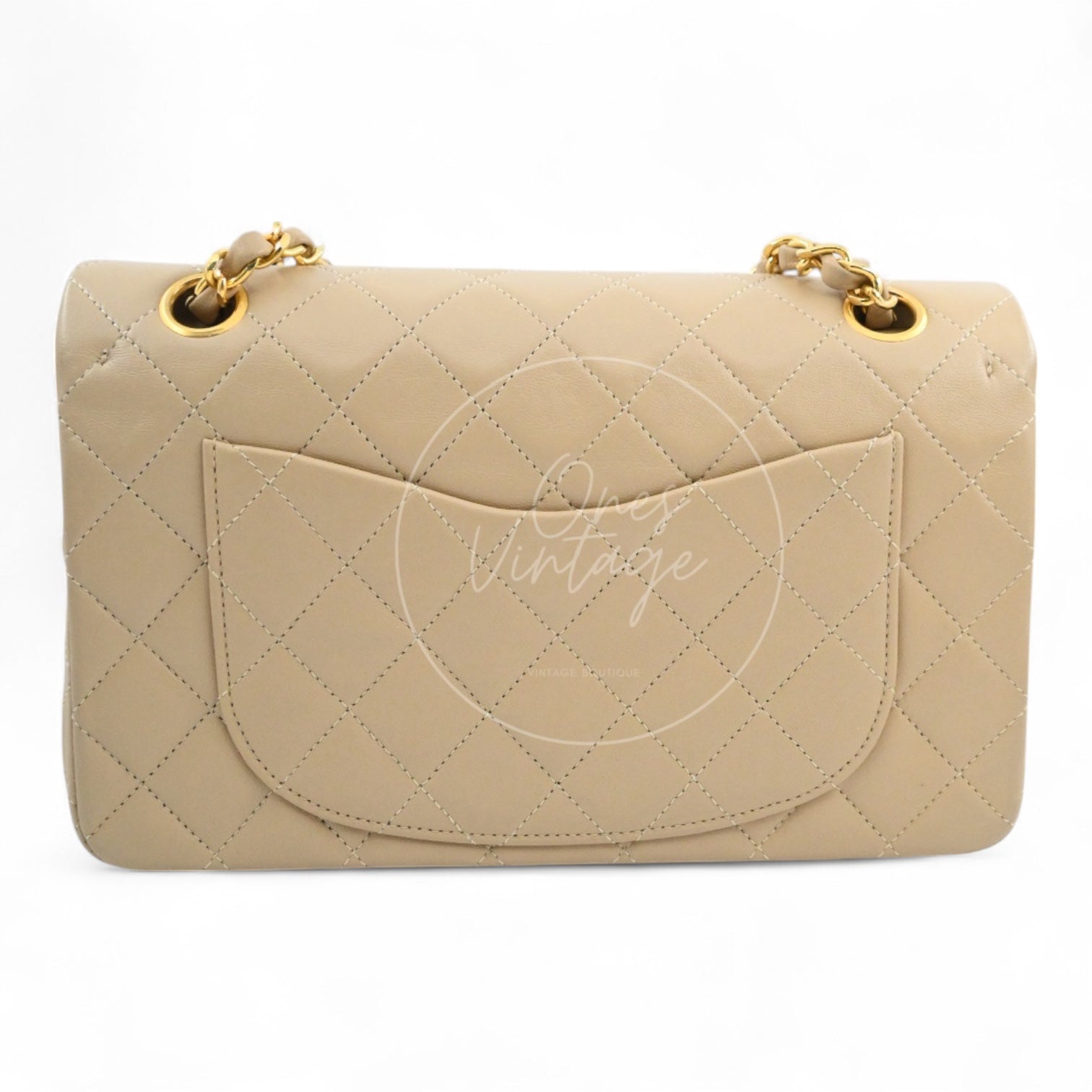 [Pre-owned] Chanel CF23 Small Classic Flap Bag Beige Lambskin
