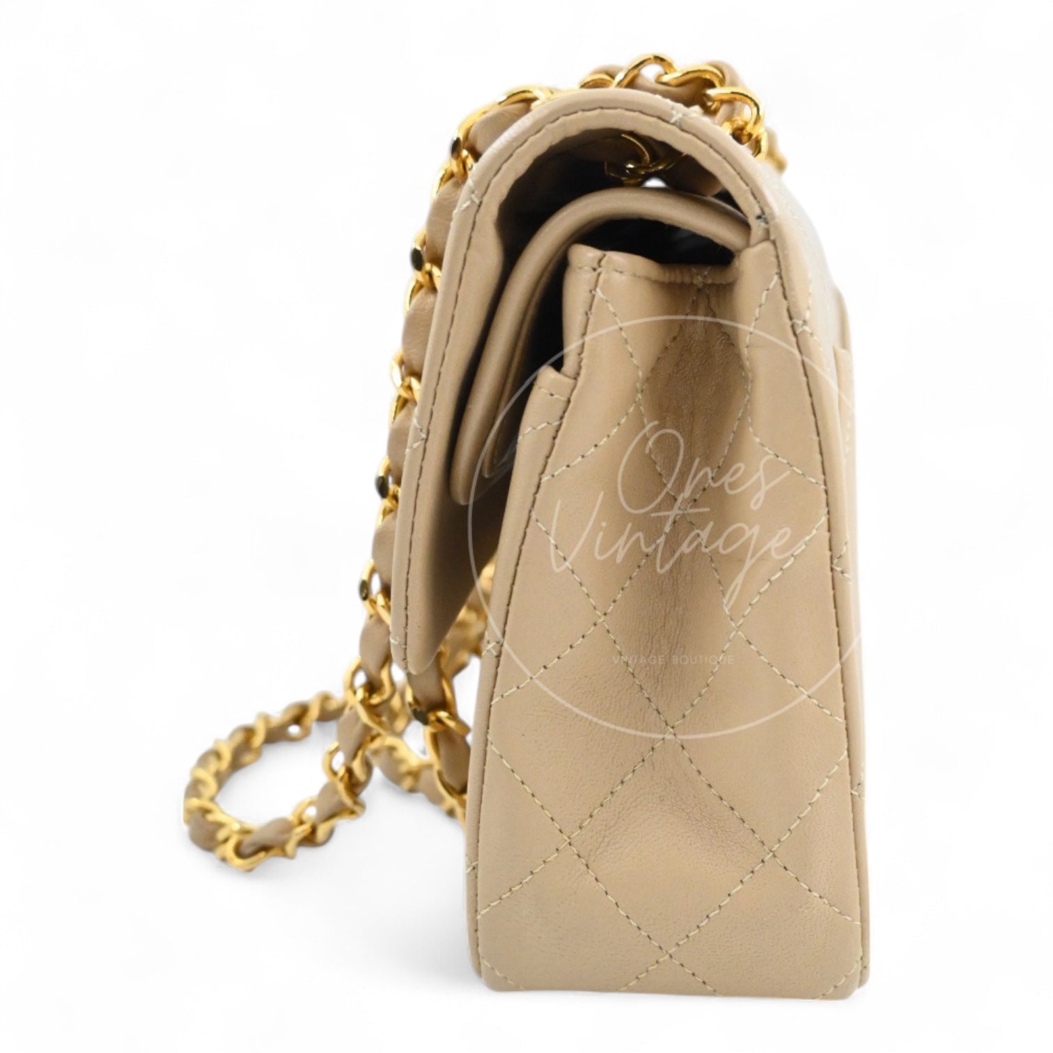 [Pre-owned] Chanel CF23 Small Classic Flap Bag Beige Lambskin