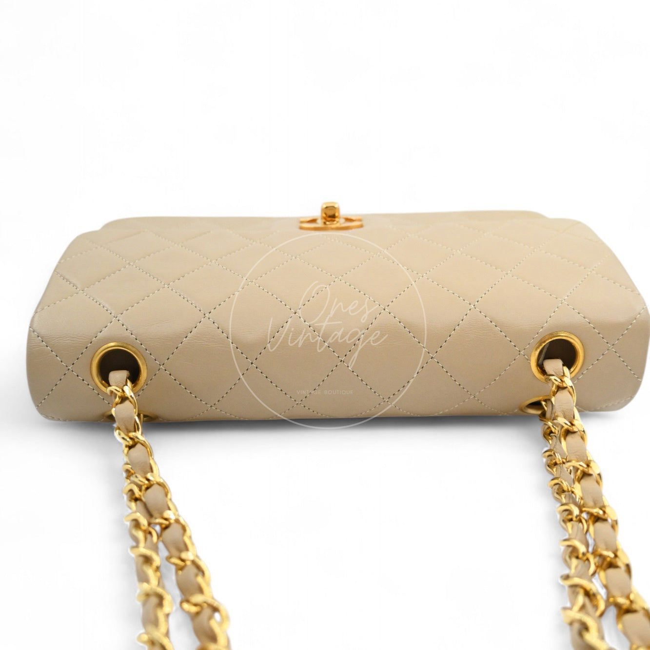 [Pre-owned] Chanel CF23 Small Classic Flap Bag Beige Lambskin