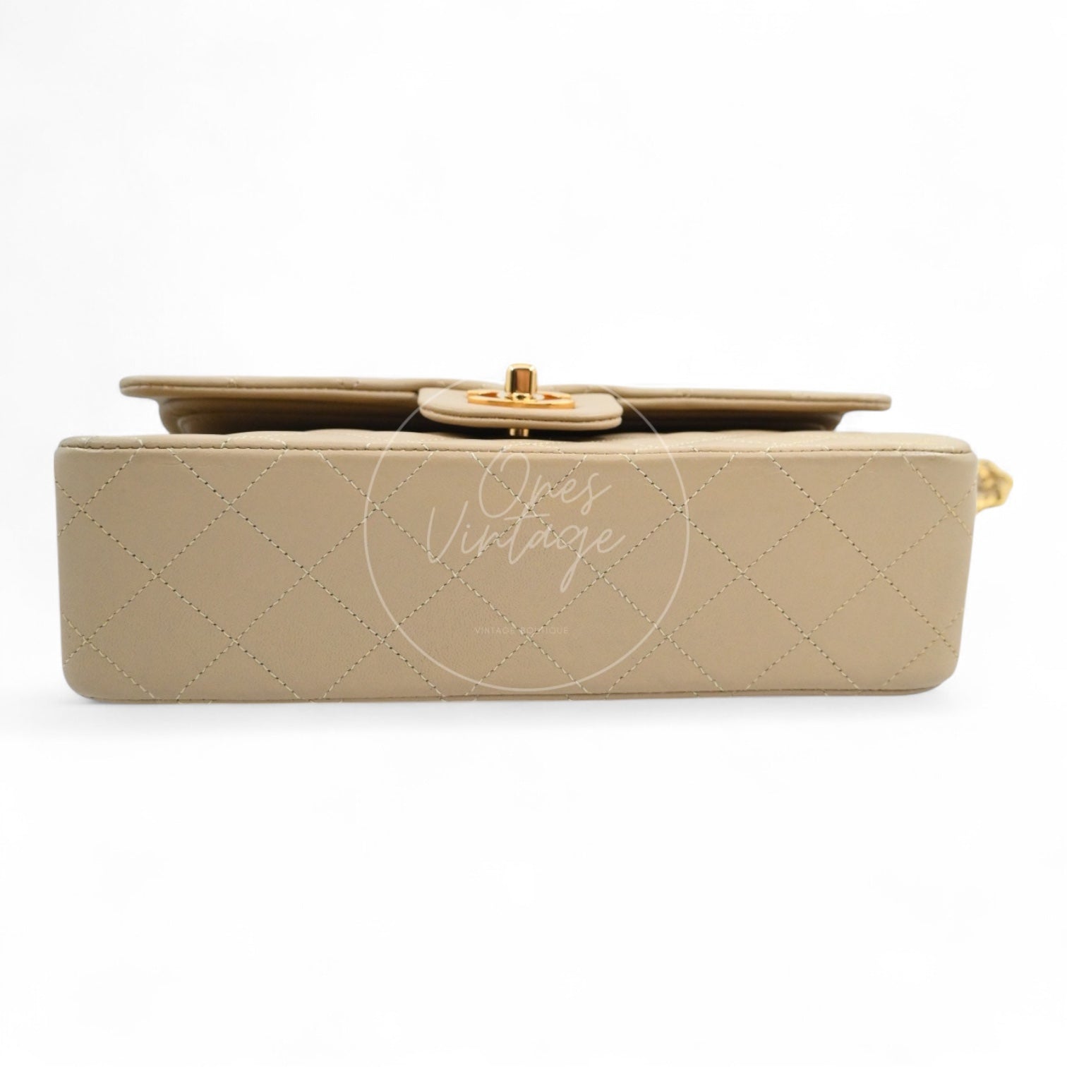 [Pre-owned] Chanel CF23 Small Classic Flap Bag Beige Lambskin