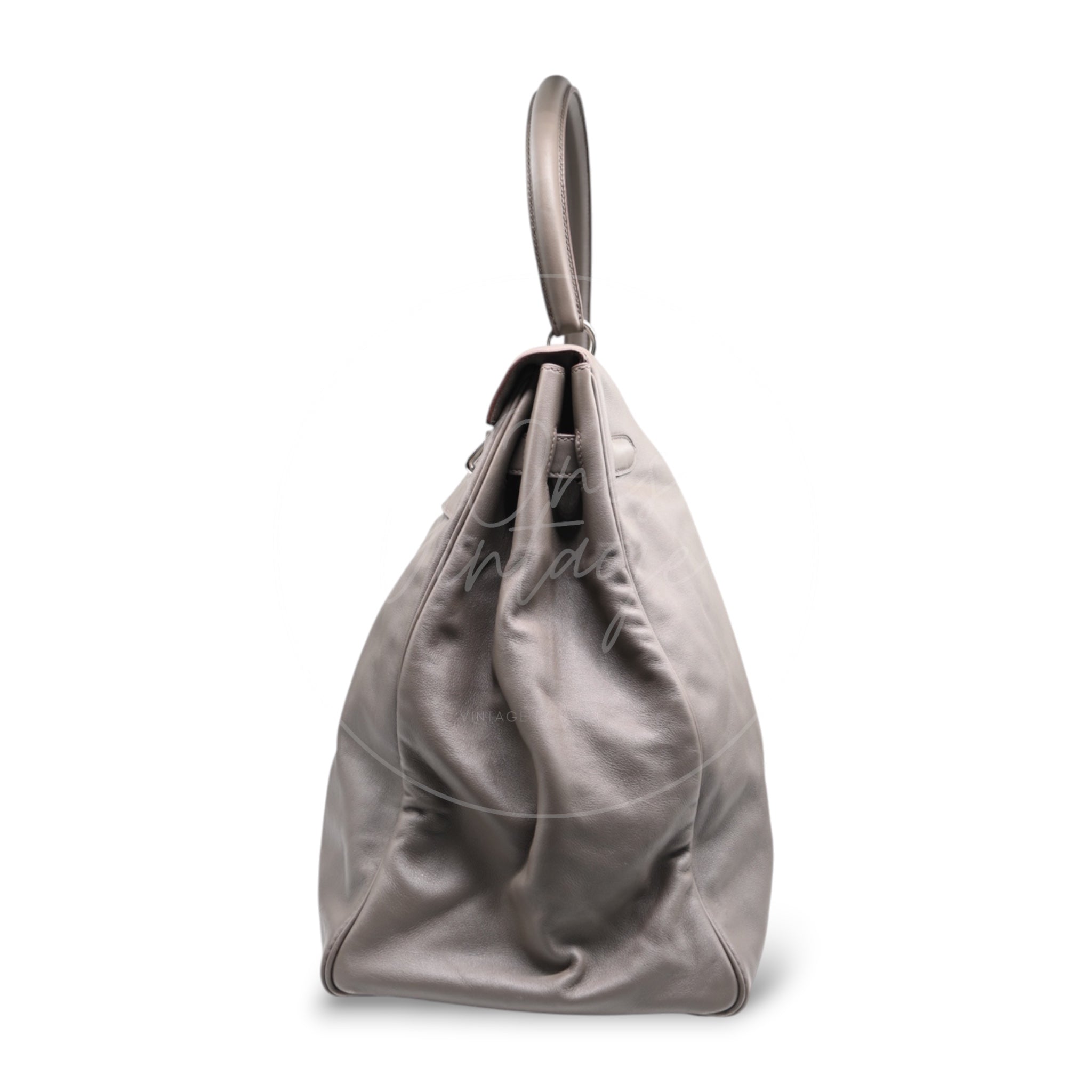 [Pre-owned] Hermes Kelly 50 Relax Etain Veau Sikkim Handbag