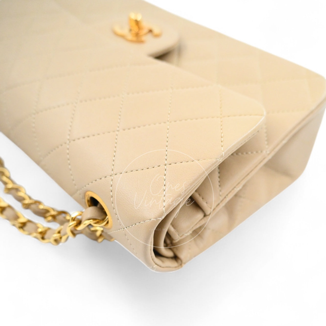[Pre-owned] Chanel CF23 Small Classic Flap Bag Beige Lambskin