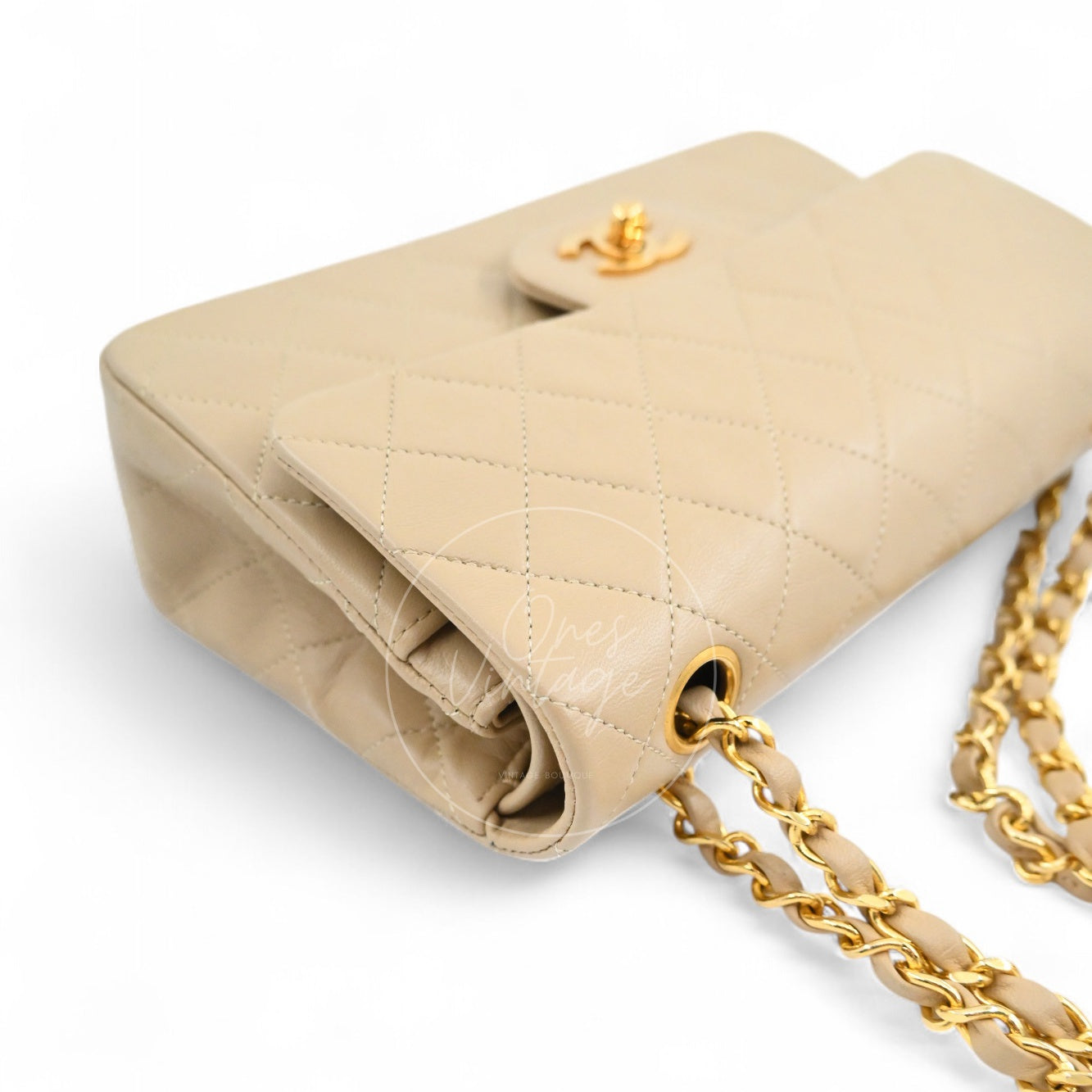 [Pre-owned] Chanel CF23 Small Classic Flap Bag Beige Lambskin