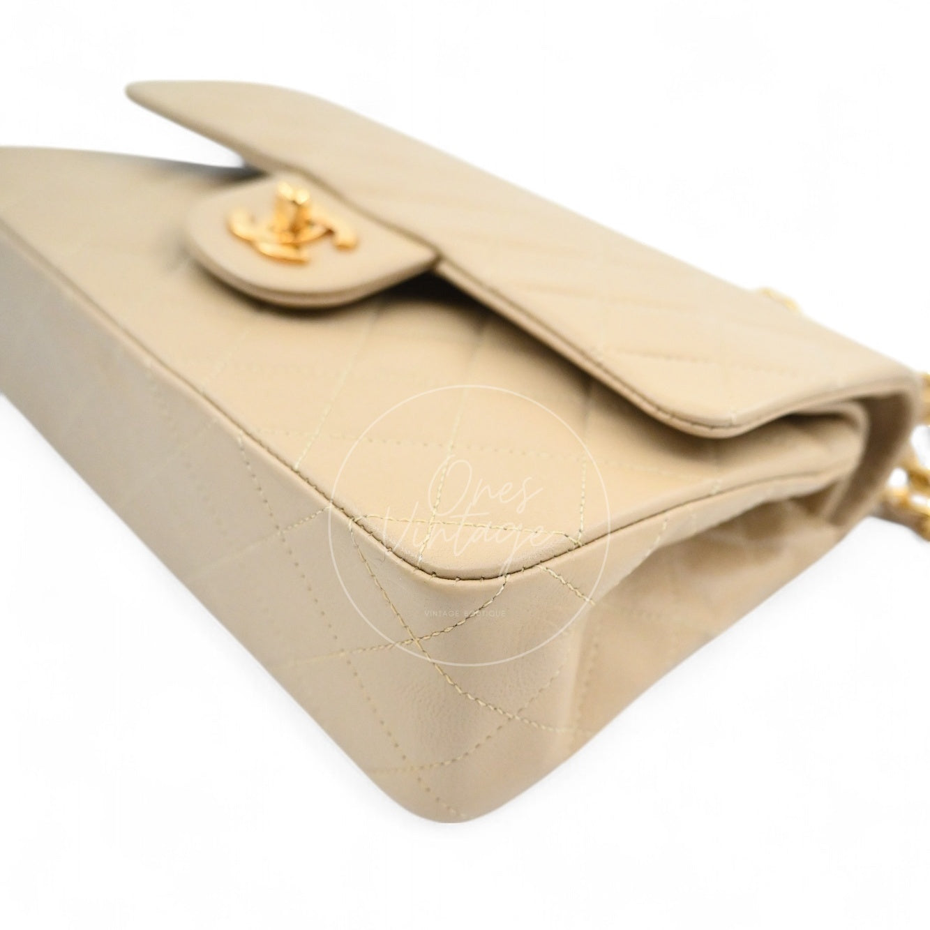 [Pre-owned] Chanel CF23 Small Classic Flap Bag Beige Lambskin