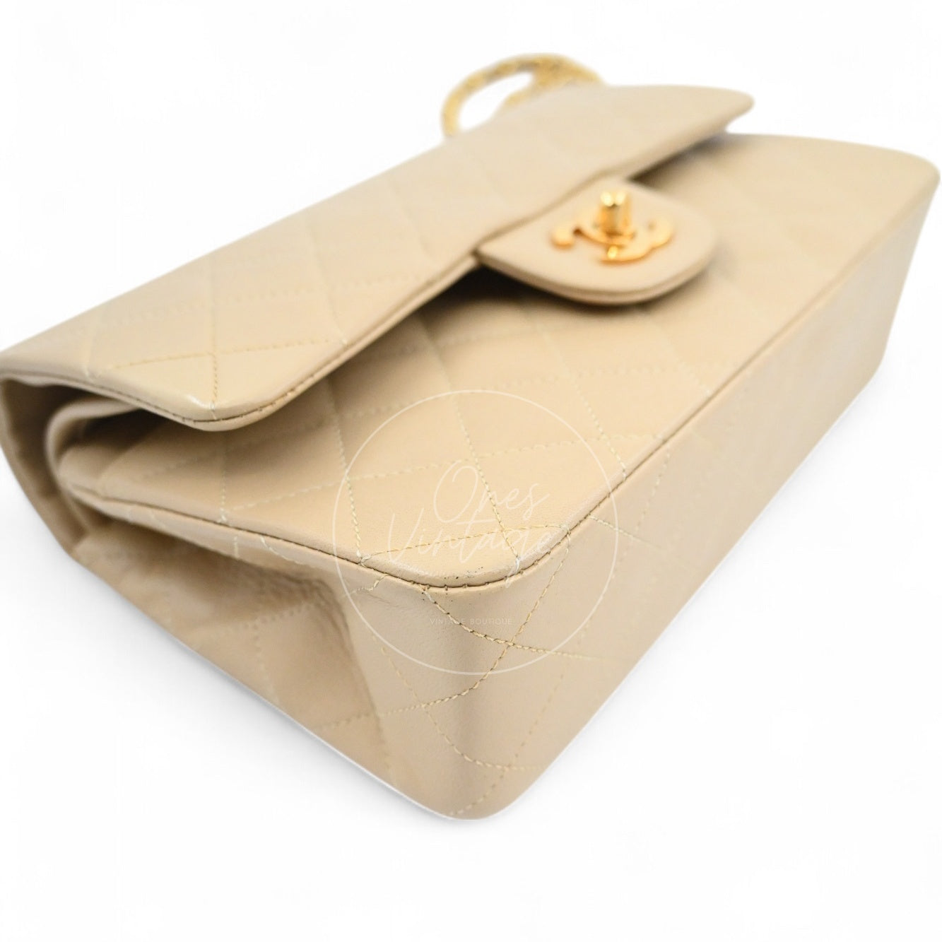 [Pre-owned] Chanel CF23 Small Classic Flap Bag Beige Lambskin