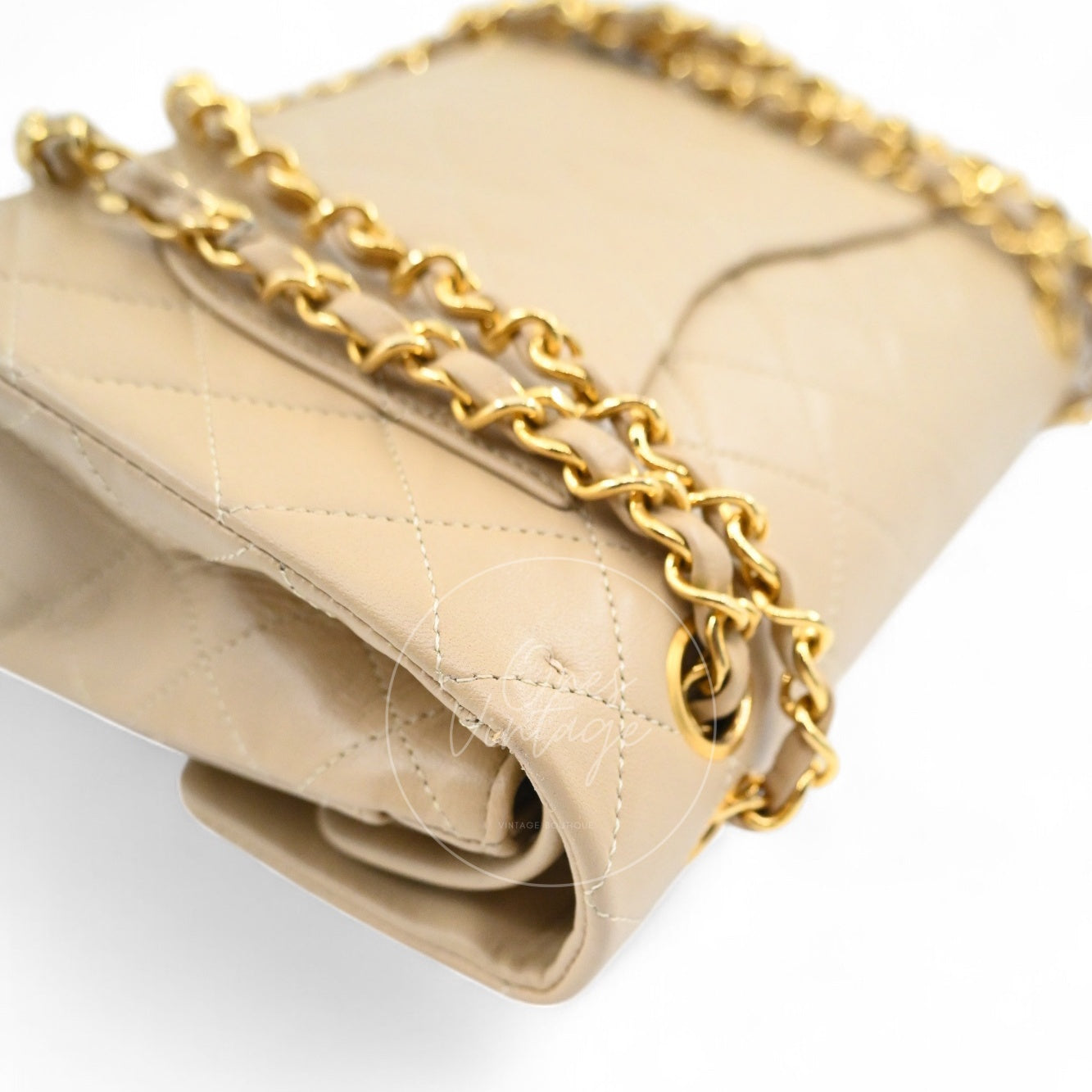 [Pre-owned] Chanel CF23 Small Classic Flap Bag Beige Lambskin