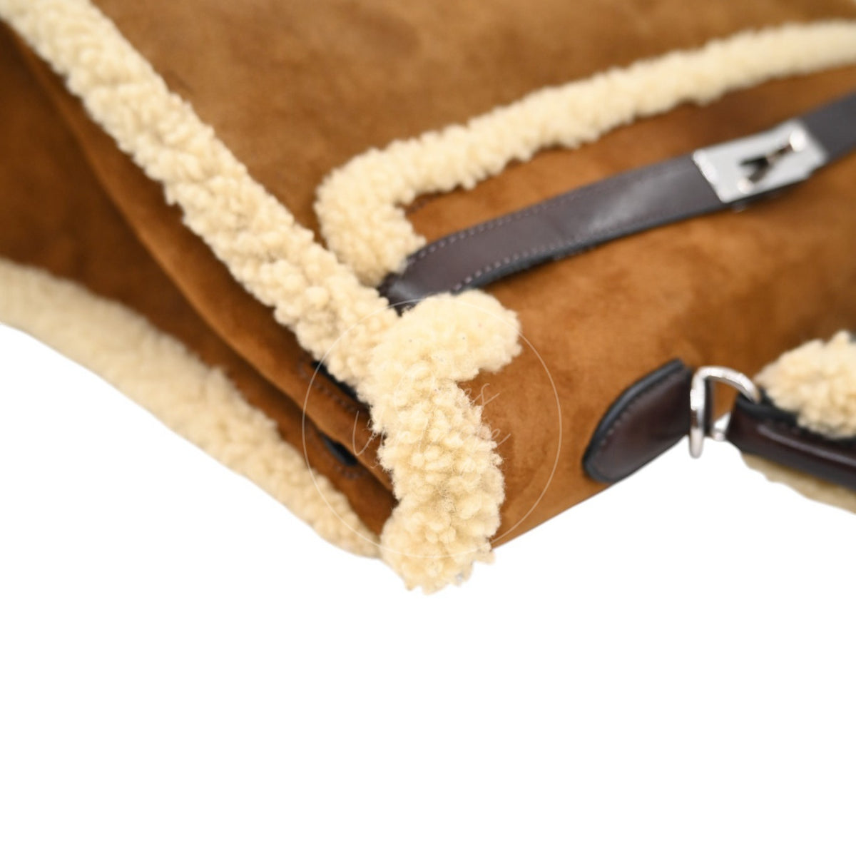 Hermes Limited Edition Kelly 35 Vintage Shearling Teddy Veau Doblis PHW Brown Square I