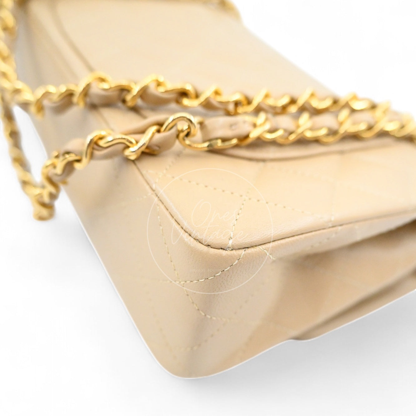 [Pre-owned] Chanel CF23 Small Classic Flap Bag Beige Lambskin