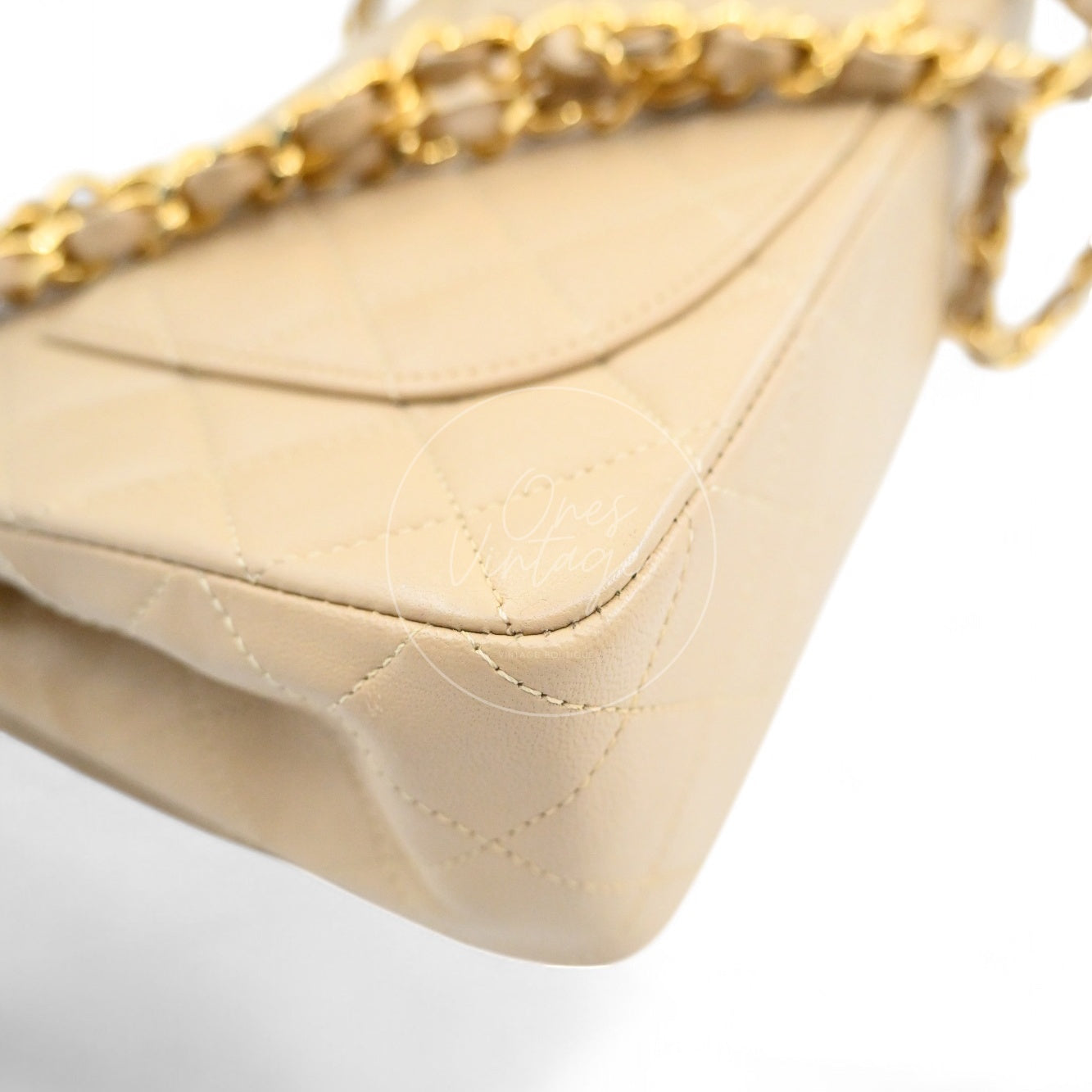 [Pre-owned] Chanel CF23 Small Classic Flap Bag Beige Lambskin