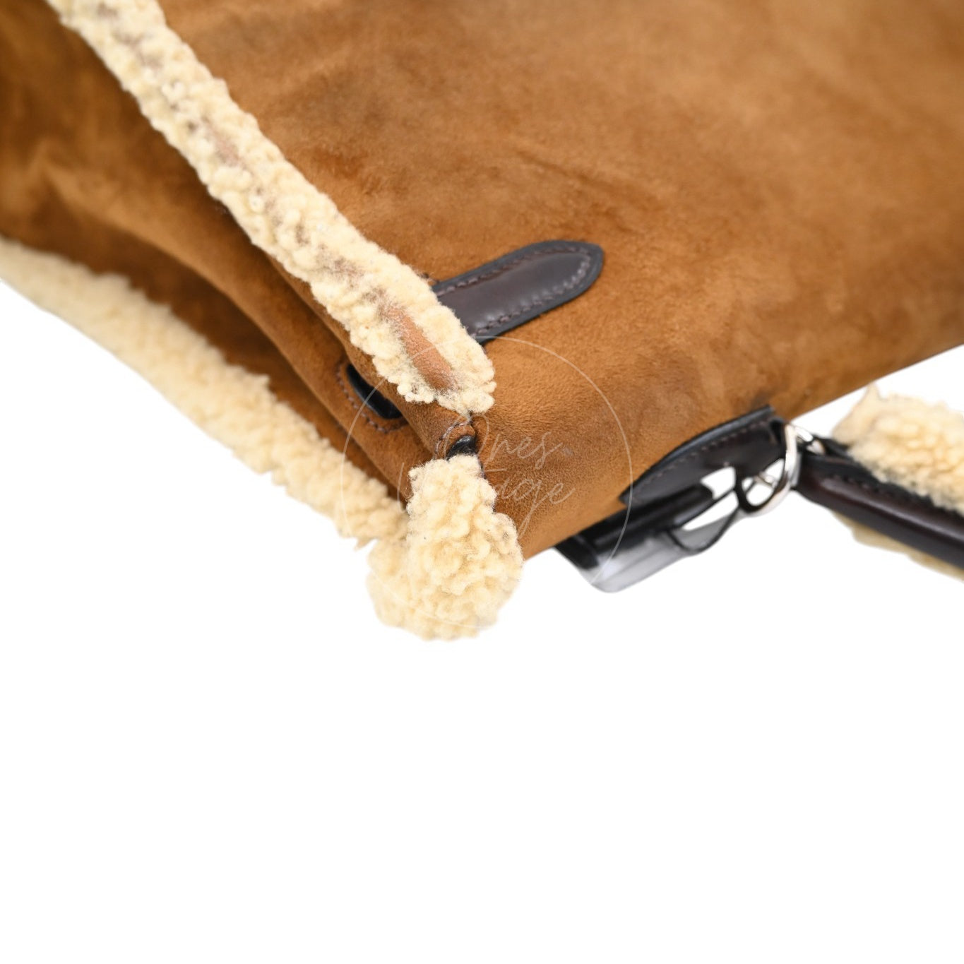 Hermes Limited Edition Kelly 35 Vintage Shearling Teddy Veau Doblis PHW Brown Square I