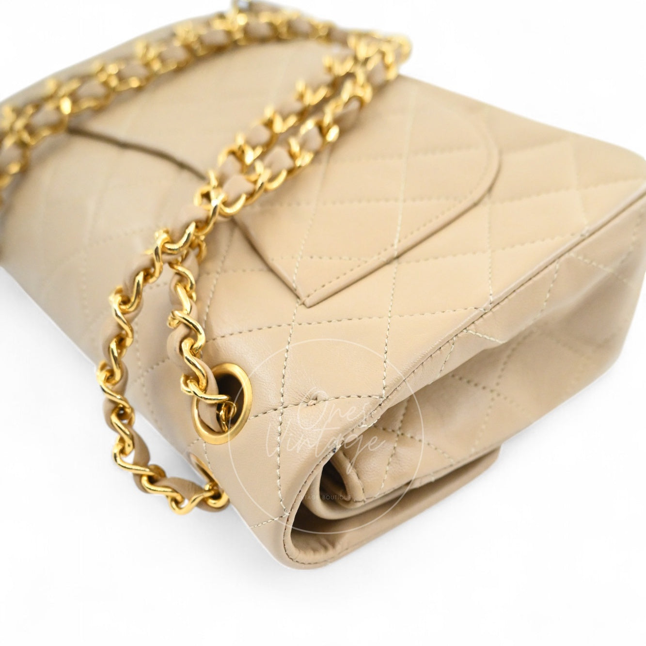 [Pre-owned] Chanel CF23 Small Classic Flap Bag Beige Lambskin