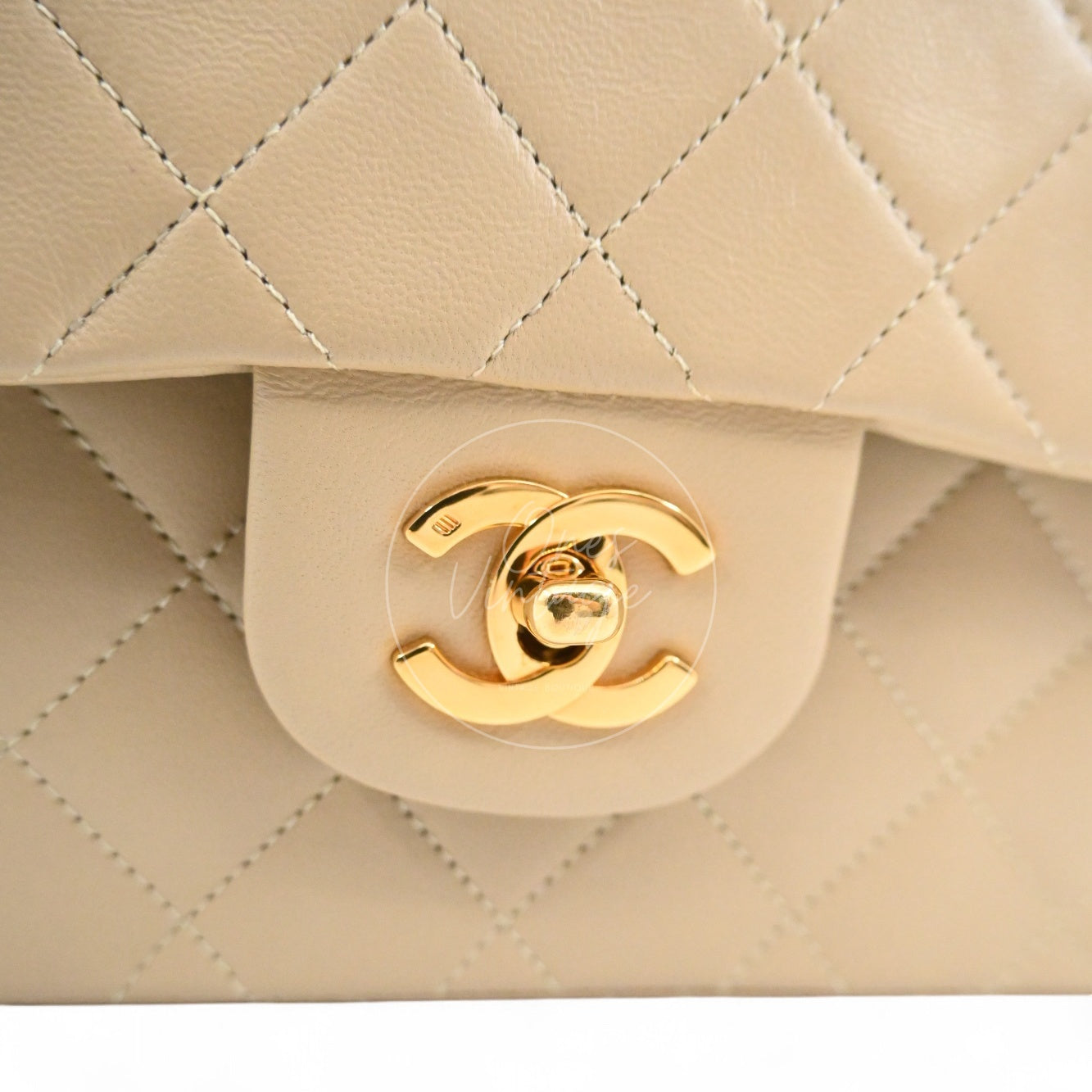 [Pre-owned] Chanel CF23 Small Classic Flap Bag Beige Lambskin