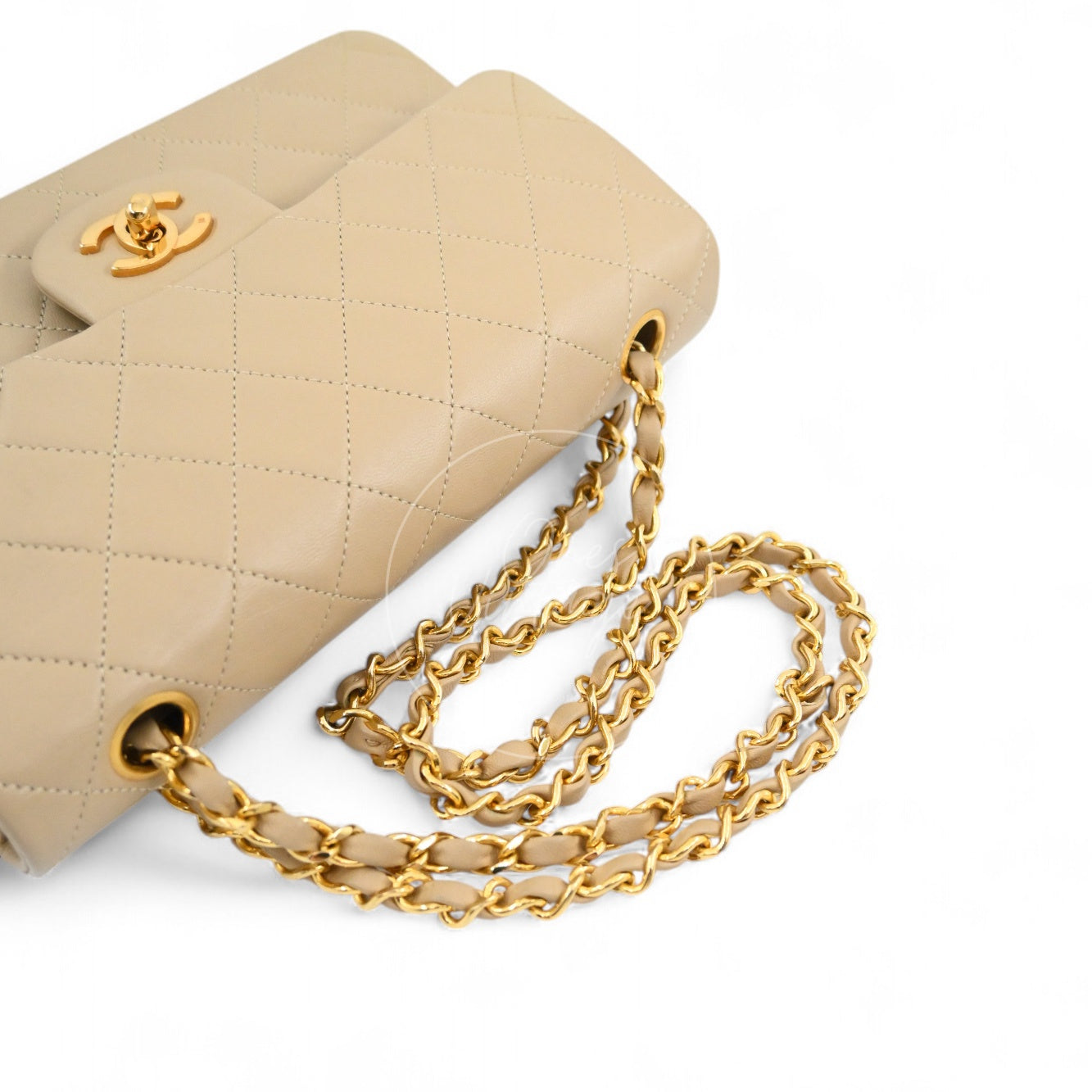 [Pre-owned] Chanel CF23 Small Classic Flap Bag Beige Lambskin