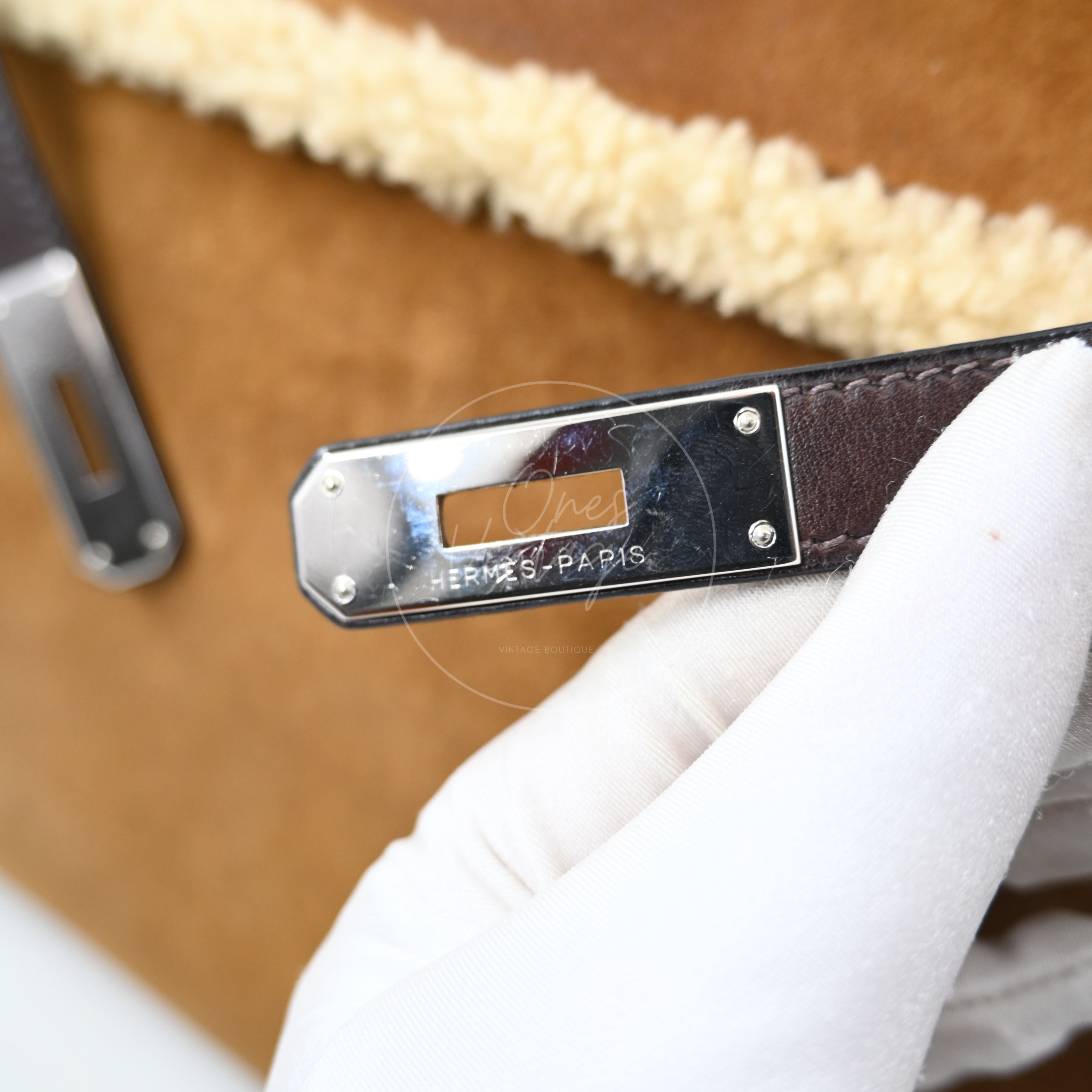 Hermes Limited Edition Kelly 35 Vintage Shearling Teddy Veau Doblis PHW Brown Square I