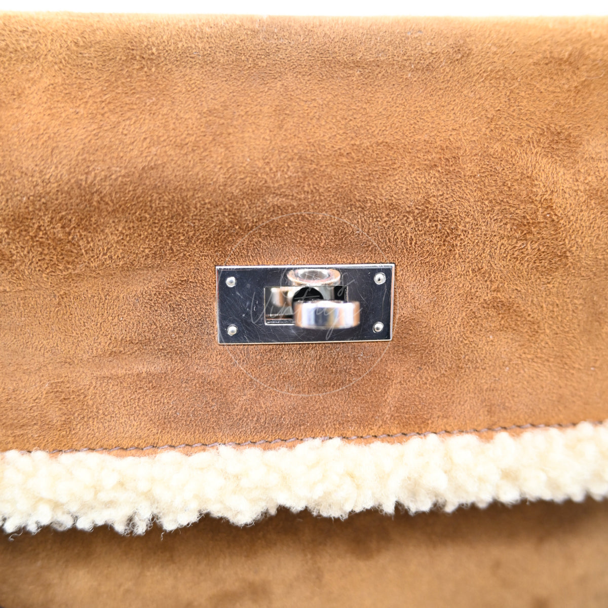Hermes Limited Edition Kelly 35 Vintage Shearling Teddy Veau Doblis PHW Brown Square I