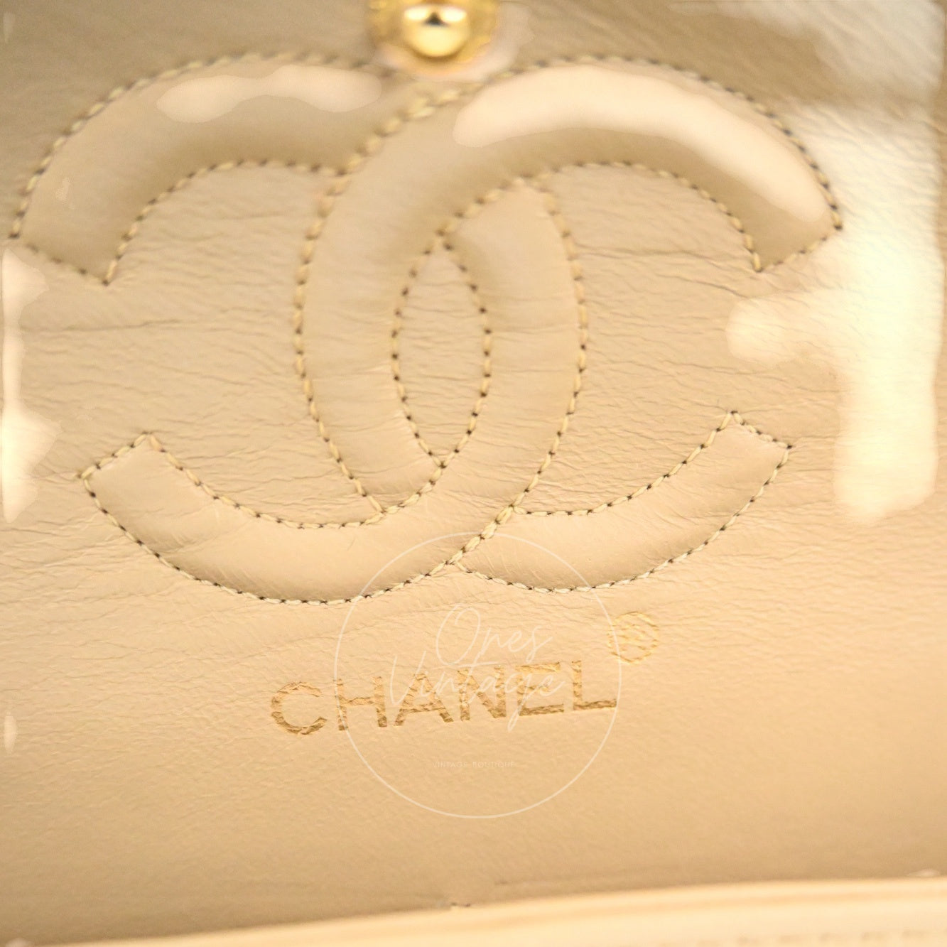 [Pre-owned] Chanel CF23 Small Classic Flap Bag Beige Lambskin