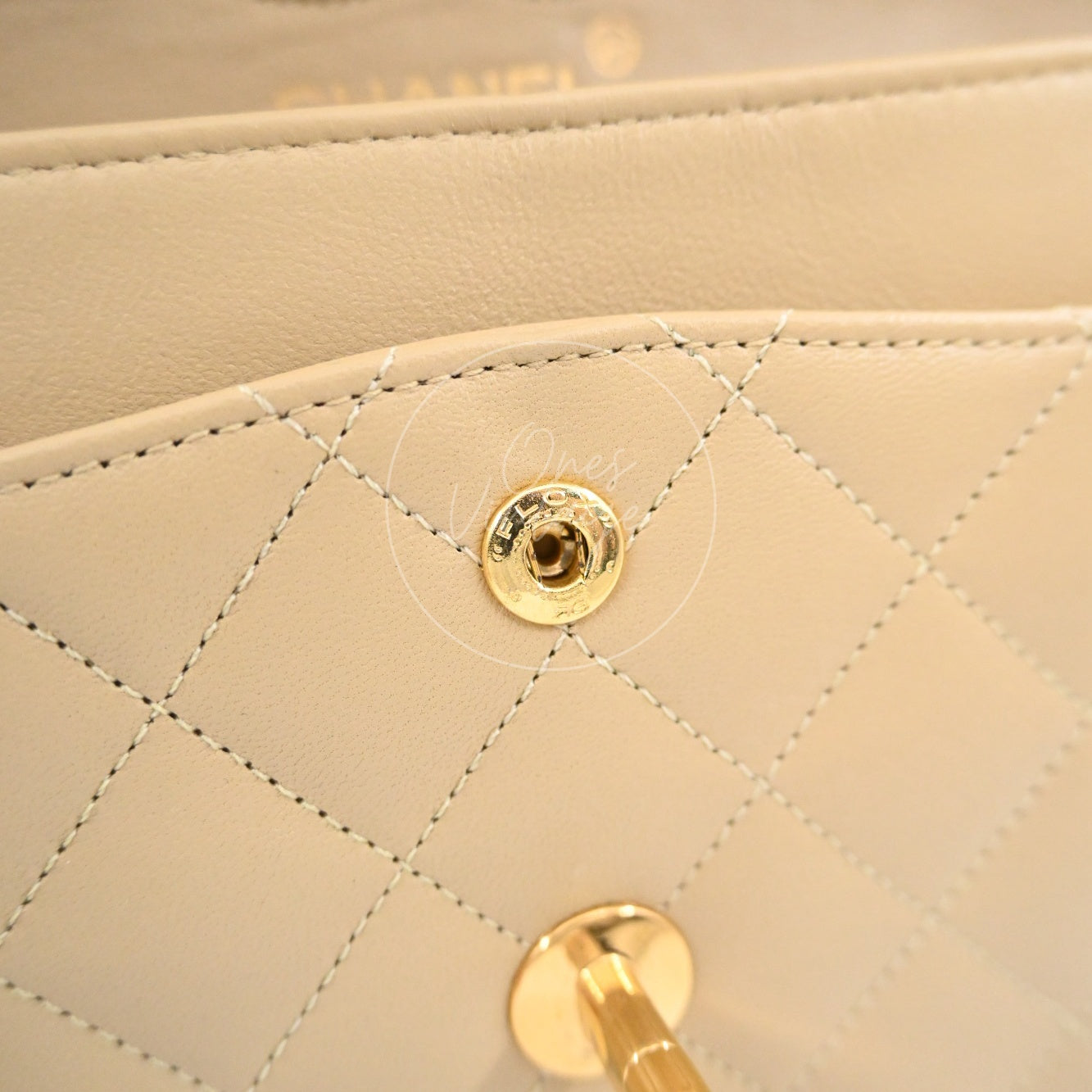 [Pre-owned] Chanel CF23 Small Classic Flap Bag Beige Lambskin
