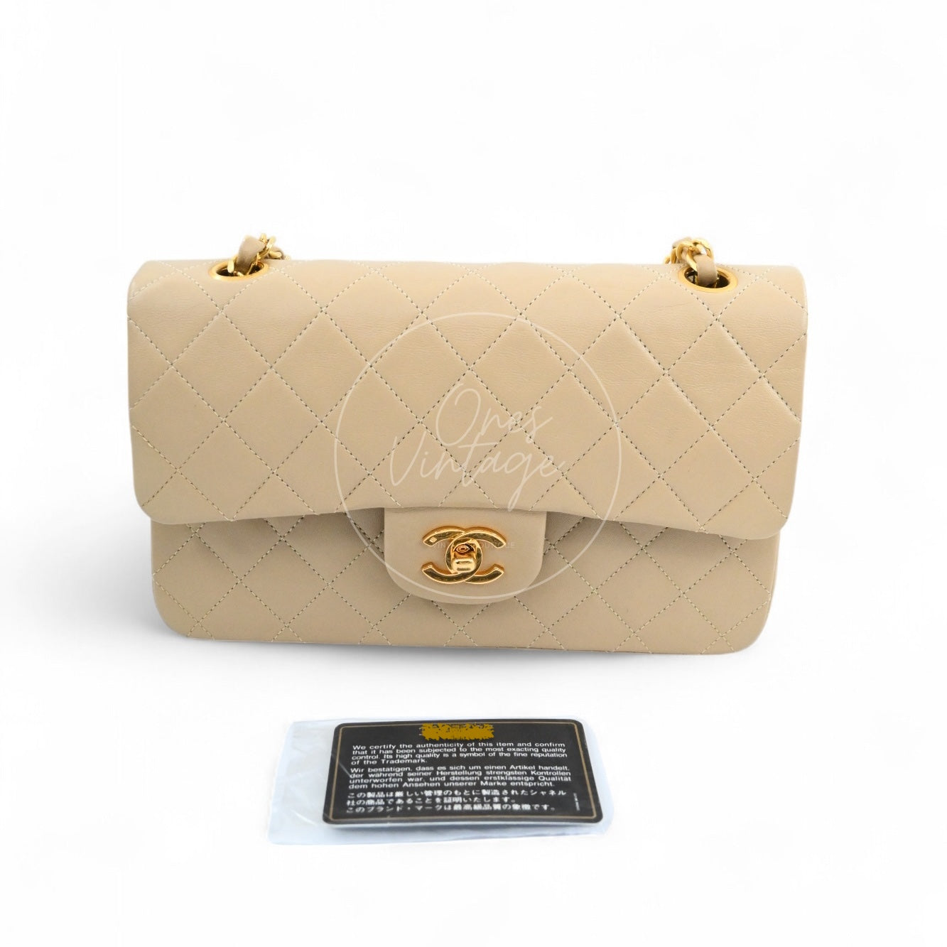[Pre-owned] Chanel CF23 Small Classic Flap Bag Beige Lambskin