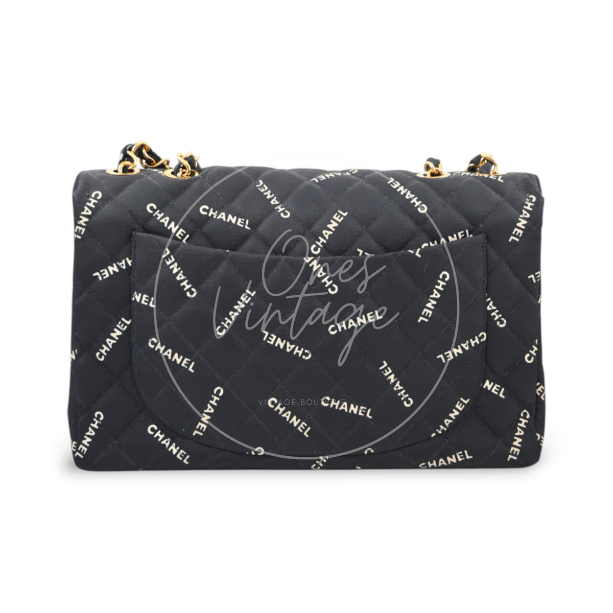 Chanel 1995 Vintage Maxi 34 Classic Flap Canvas GHW Black Series 3