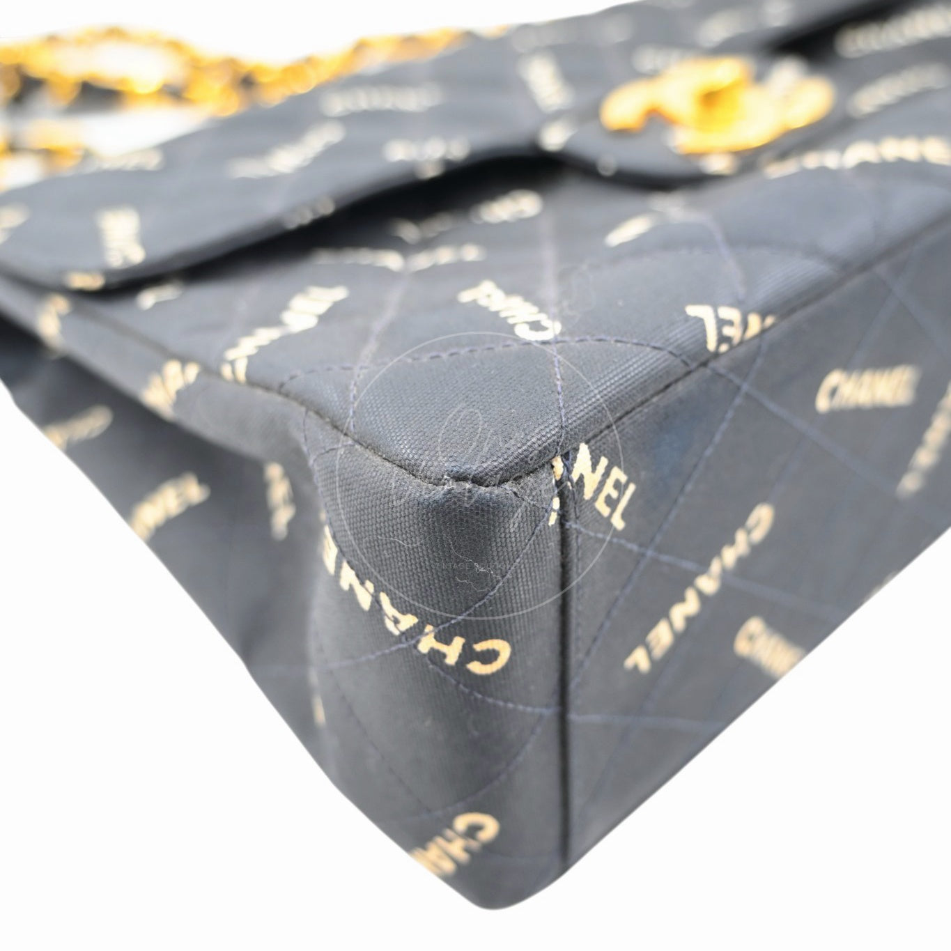 Chanel 1995 Vintage Maxi 34 Classic Flap Canvas GHW Black Series 3