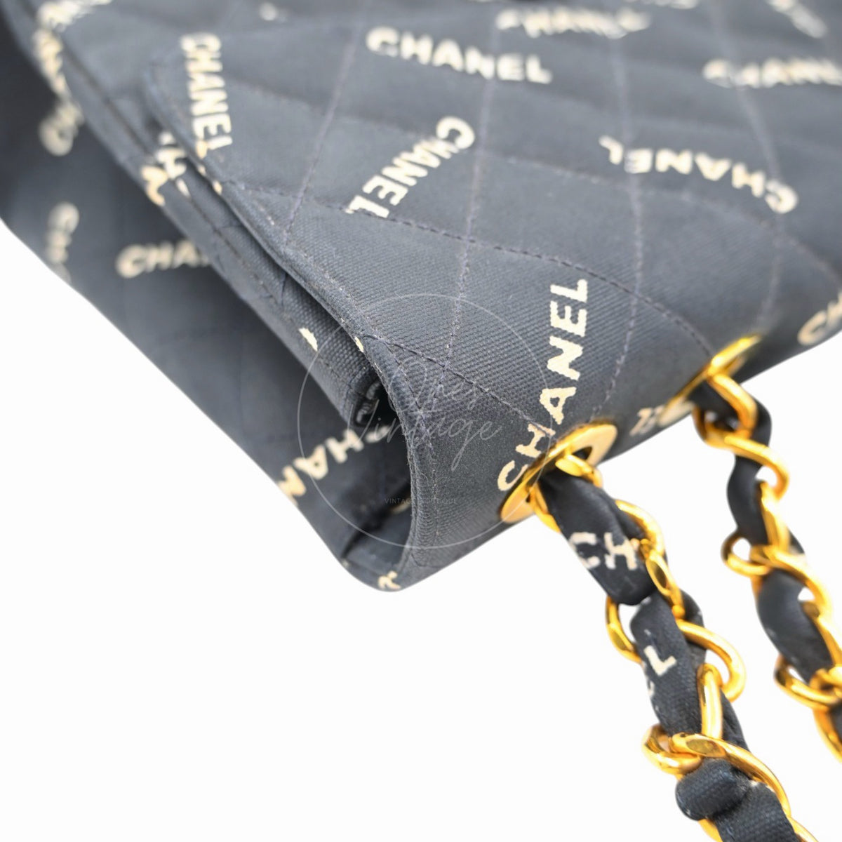 Chanel 1995 Vintage Maxi 34 Classic Flap Canvas GHW Black Series 3