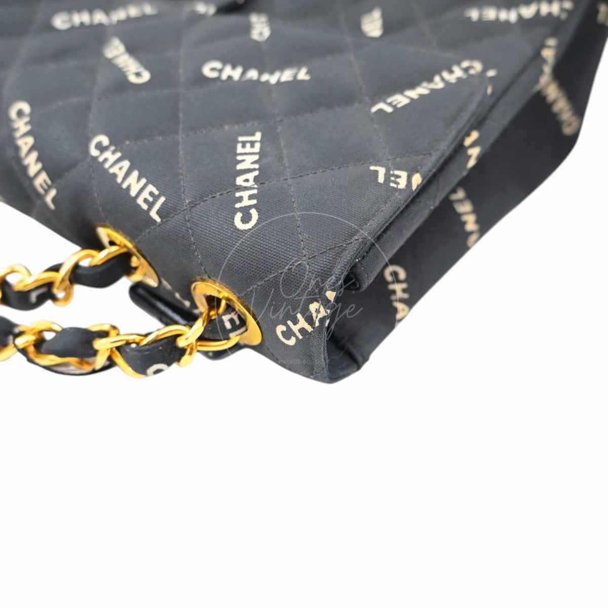 Chanel 1995 Vintage Maxi 34 Classic Flap Canvas GHW Black Series 3