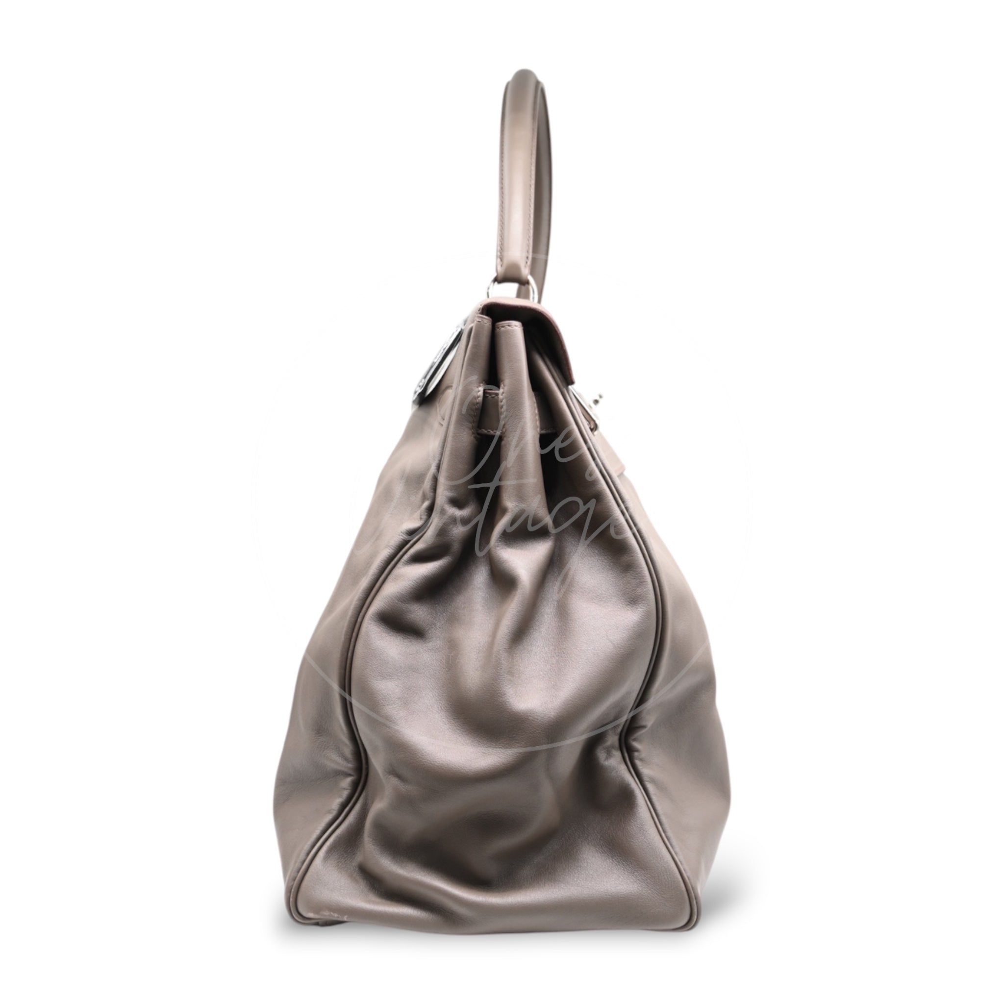 [Pre-owned] Hermes Kelly 50 Relax Etain Veau Sikkim Handbag