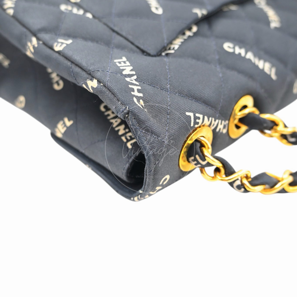 Chanel 1995 Vintage Maxi 34 Classic Flap Canvas GHW Black Series 3